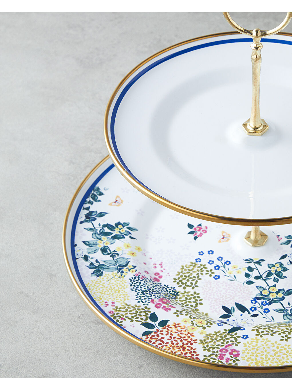 Beyaz Artistic Flower Emaye Katlı Servis 21x29 cm Renkli-2