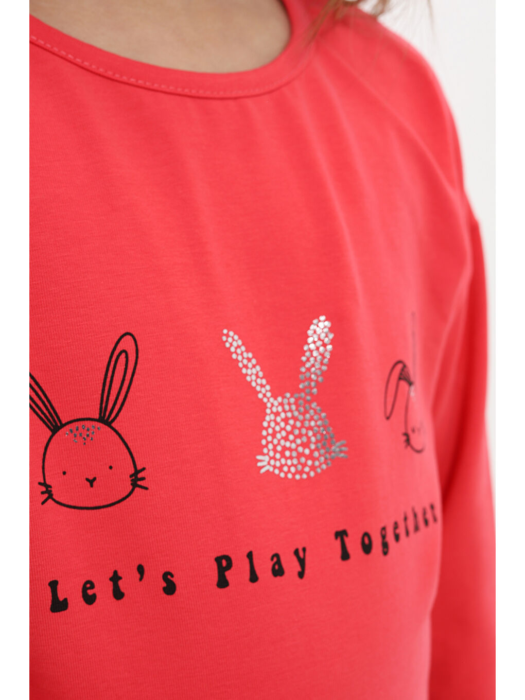 Kırmızı Kız Çocuk Baskılı Tişört-2