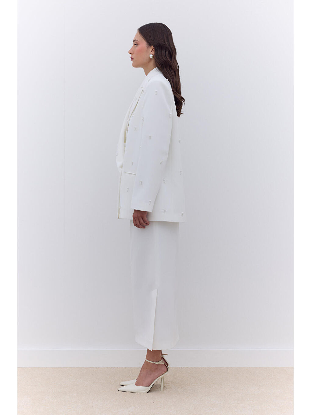 İnci Detaylı Abiye Ceket Ekru-1