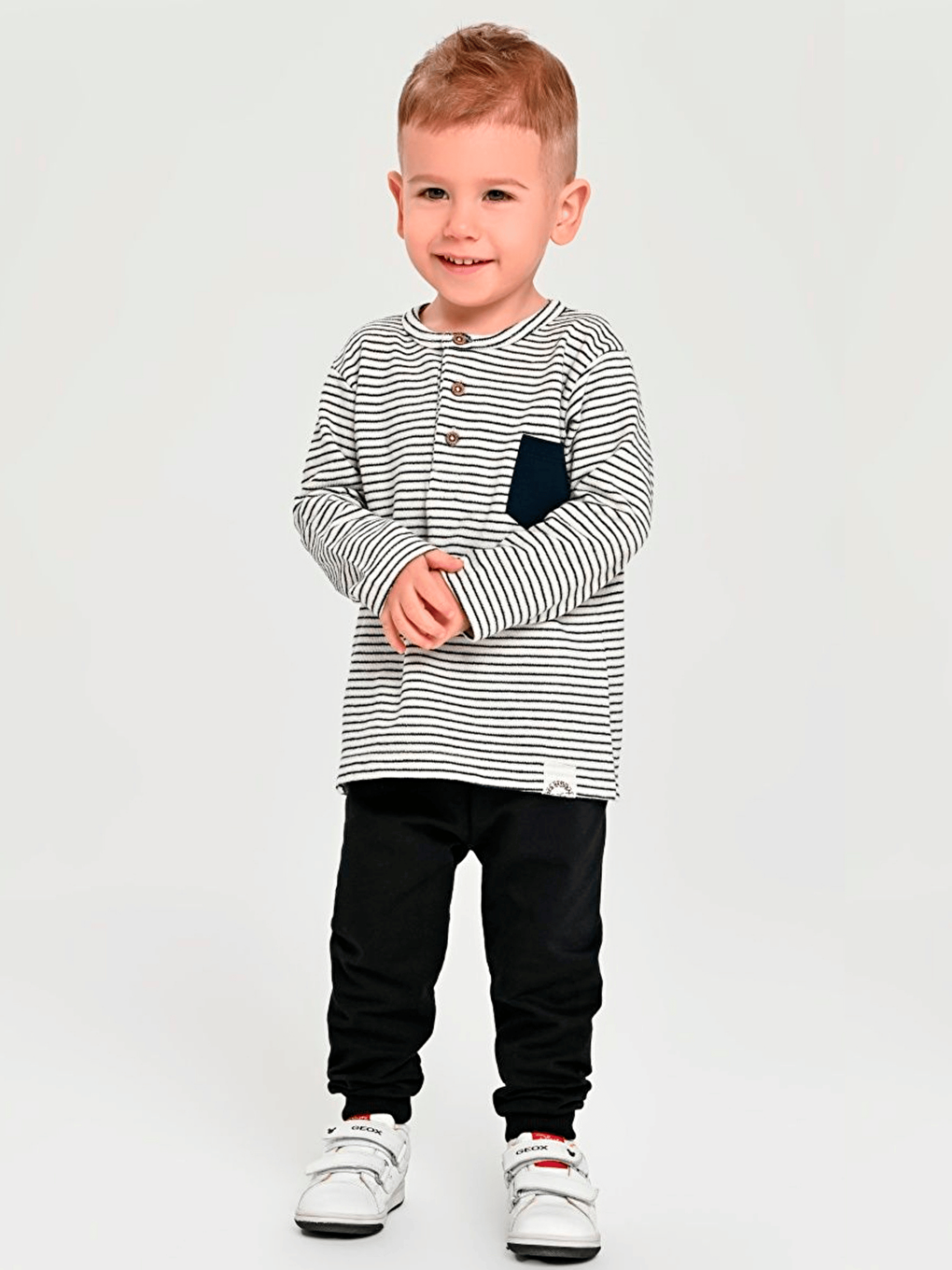 Lacivert Bisiklet Yaka Baskılı Erkek Bebek Sweatshirt ve Eşofman Alt 2'li