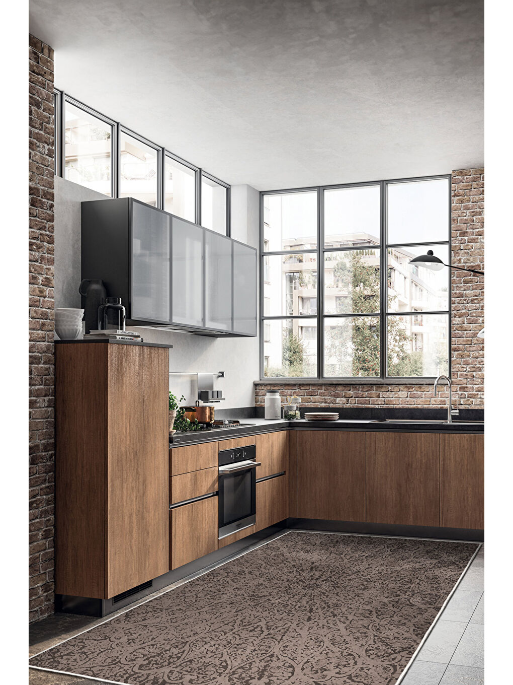 Kahverengi Dekoratif Özel Tasarım Yıkanabilir İnce Kaymaz Tabanlı Modern Halı KECE FR01-4