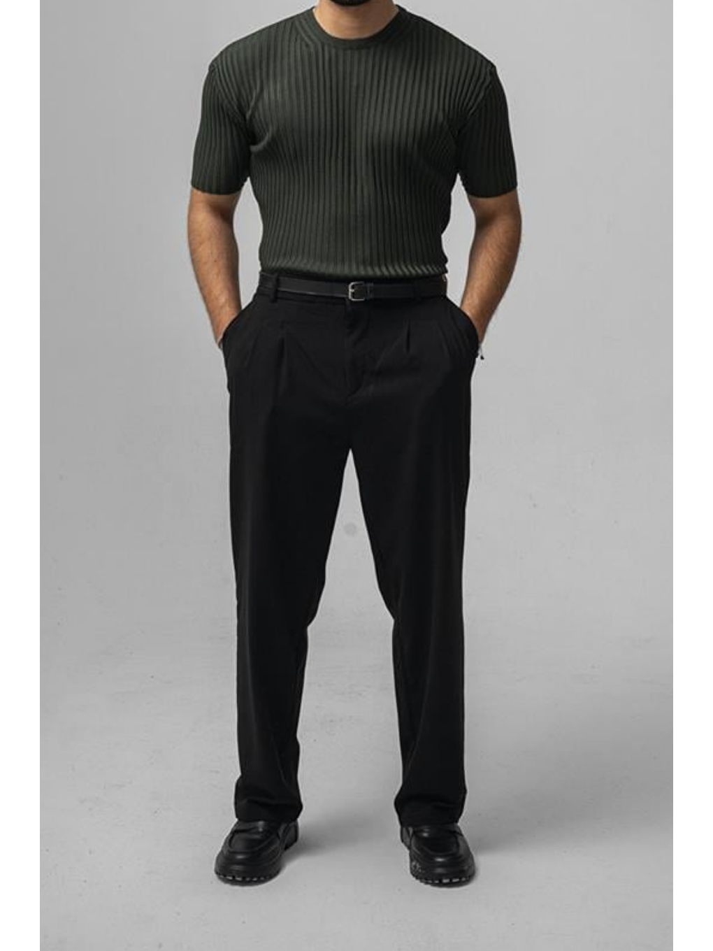 Erkek Haki  Loose Fit Tişört-4