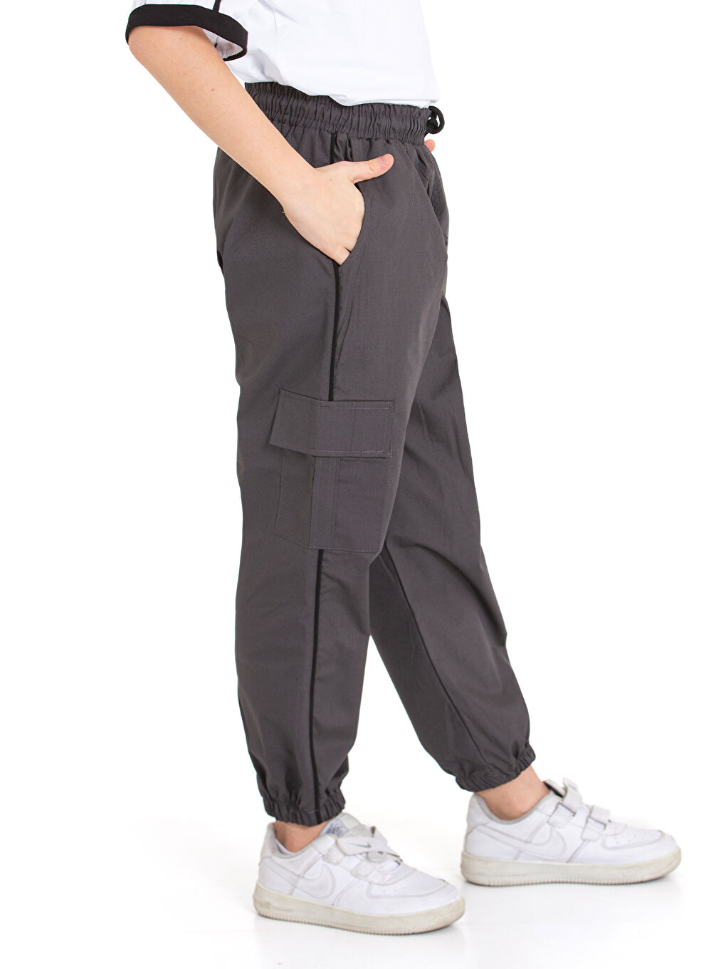 pi pengai Gri Erkek Çocuk 2'li Takım (Jogger Paraşüt Pantolon+Tişört) P1167-69 - 4