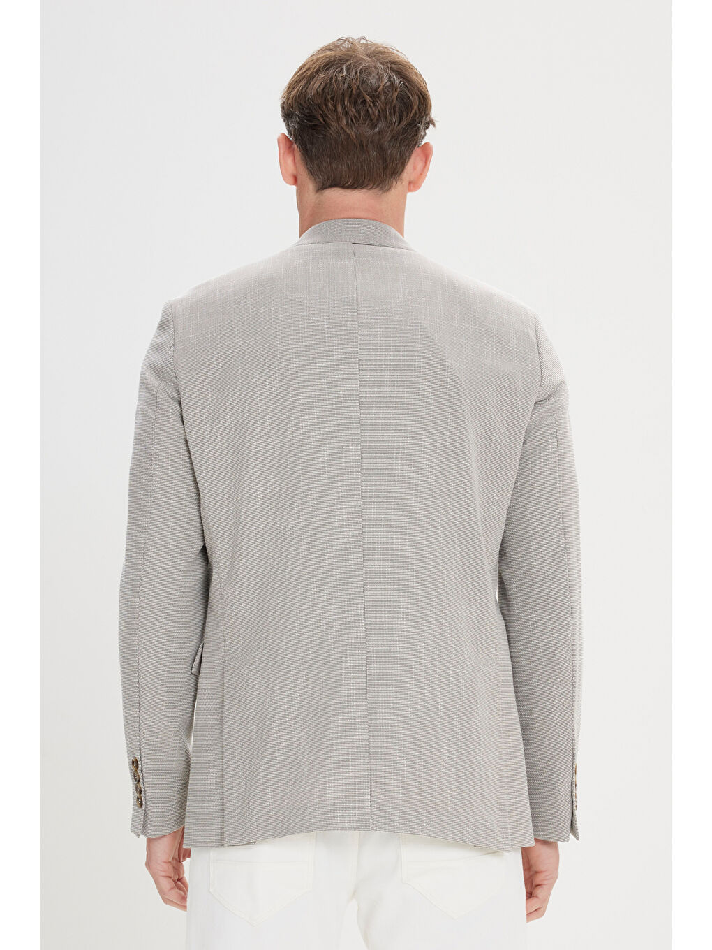 Erkek Bej-Siyah Regular Fit Mono Yaka Ceket-4