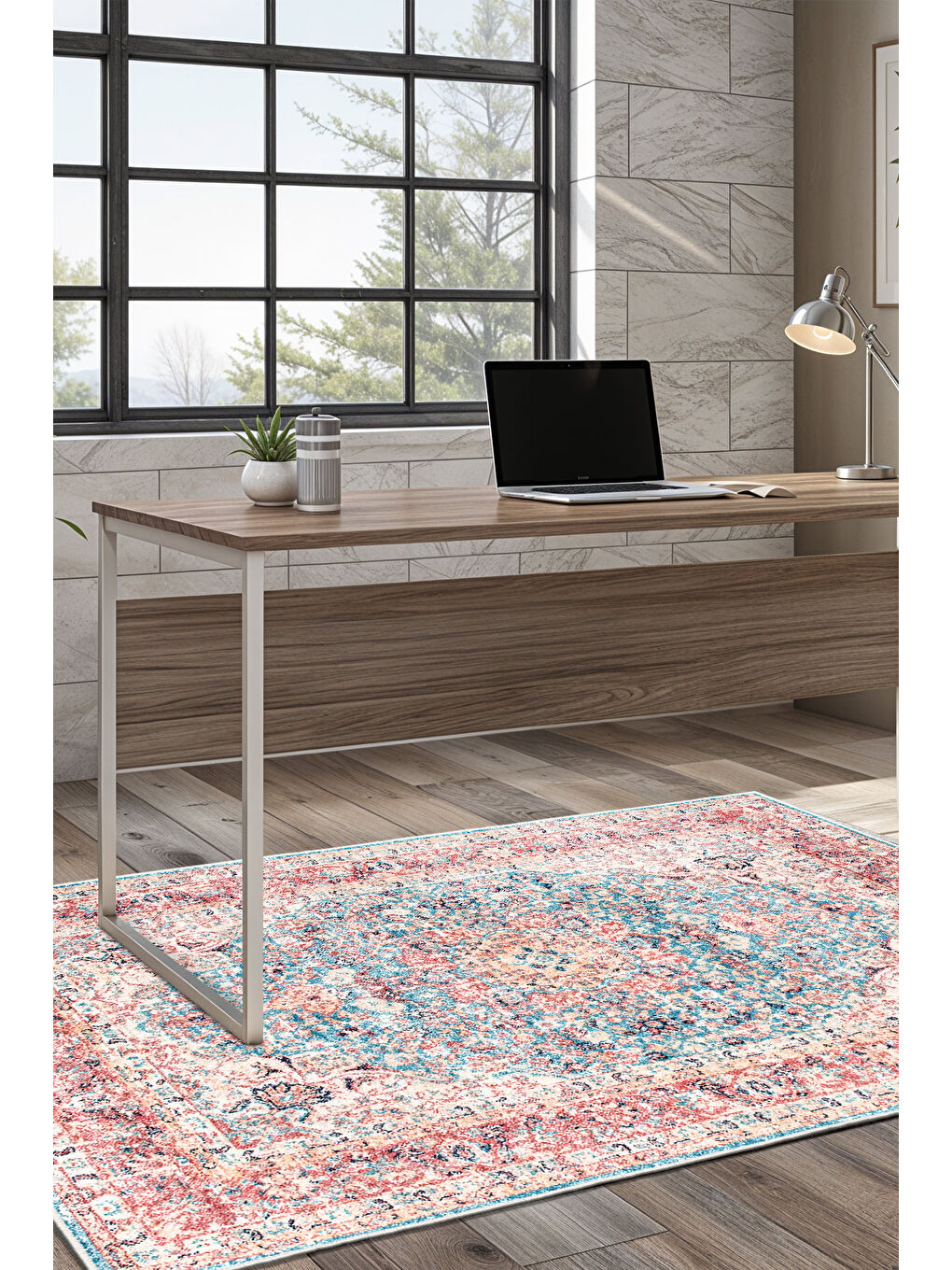 Pembe Dekoratif Özel Tasarım Yıkanabilir İnce Kaymaz Tabanlı Modern Halı KECE FR03-2