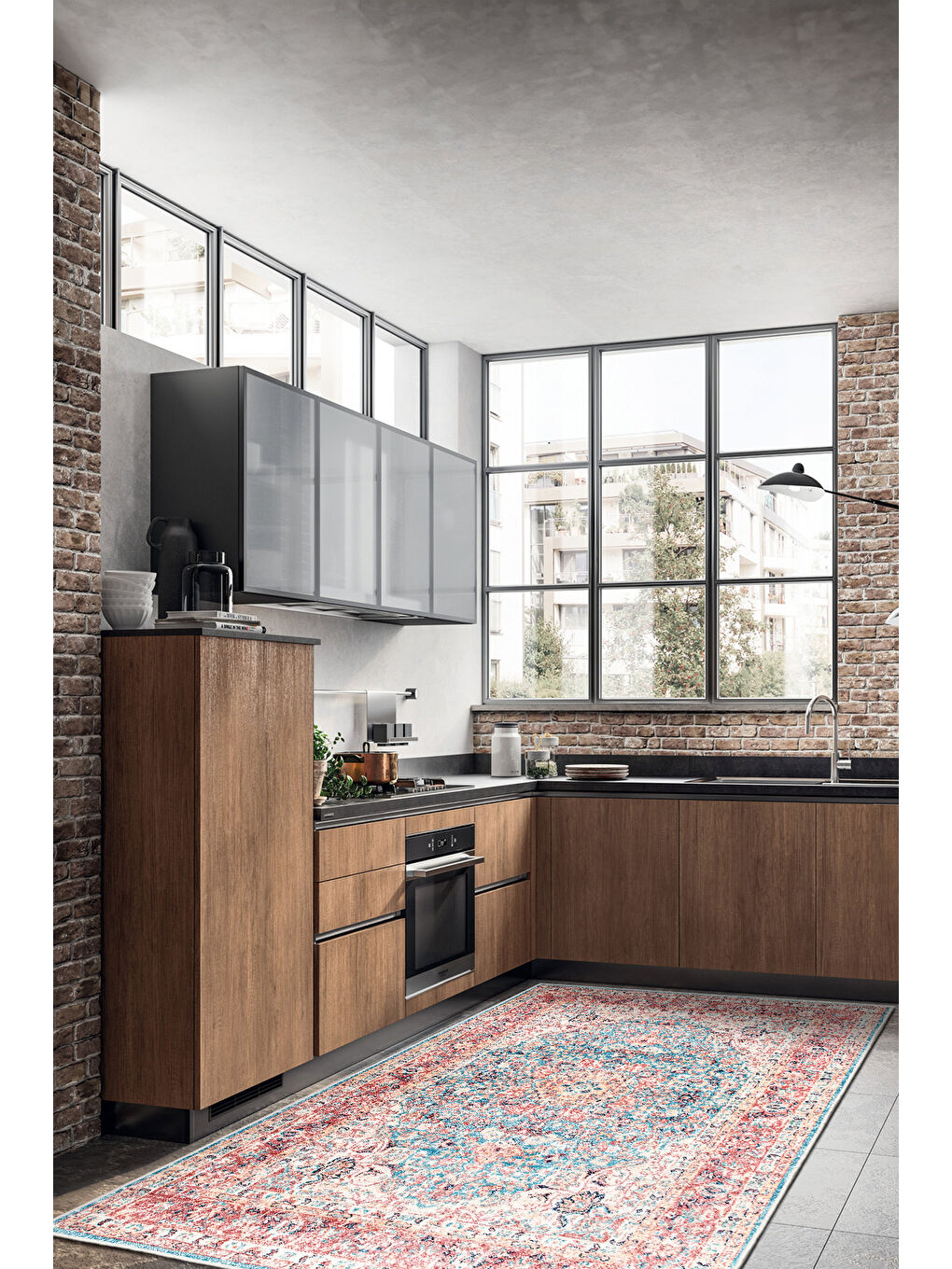 Pembe Dekoratif Özel Tasarım Yıkanabilir İnce Kaymaz Tabanlı Modern Halı KECE FR03-4