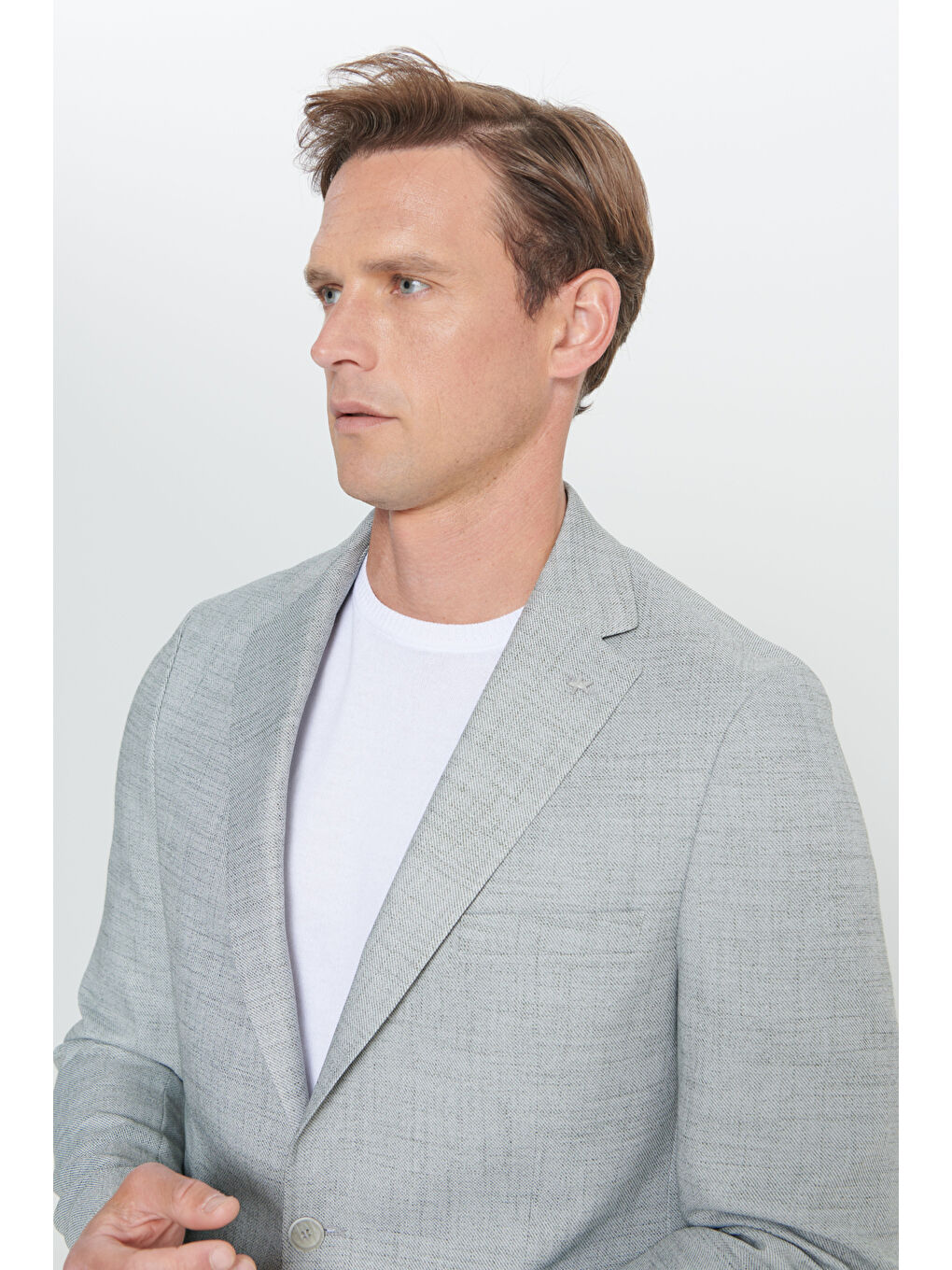 Erkek Yeşil Slim Fit Dar Kesim Mono Yaka Kapak Cepli Diagonal Esnek Ceket-4