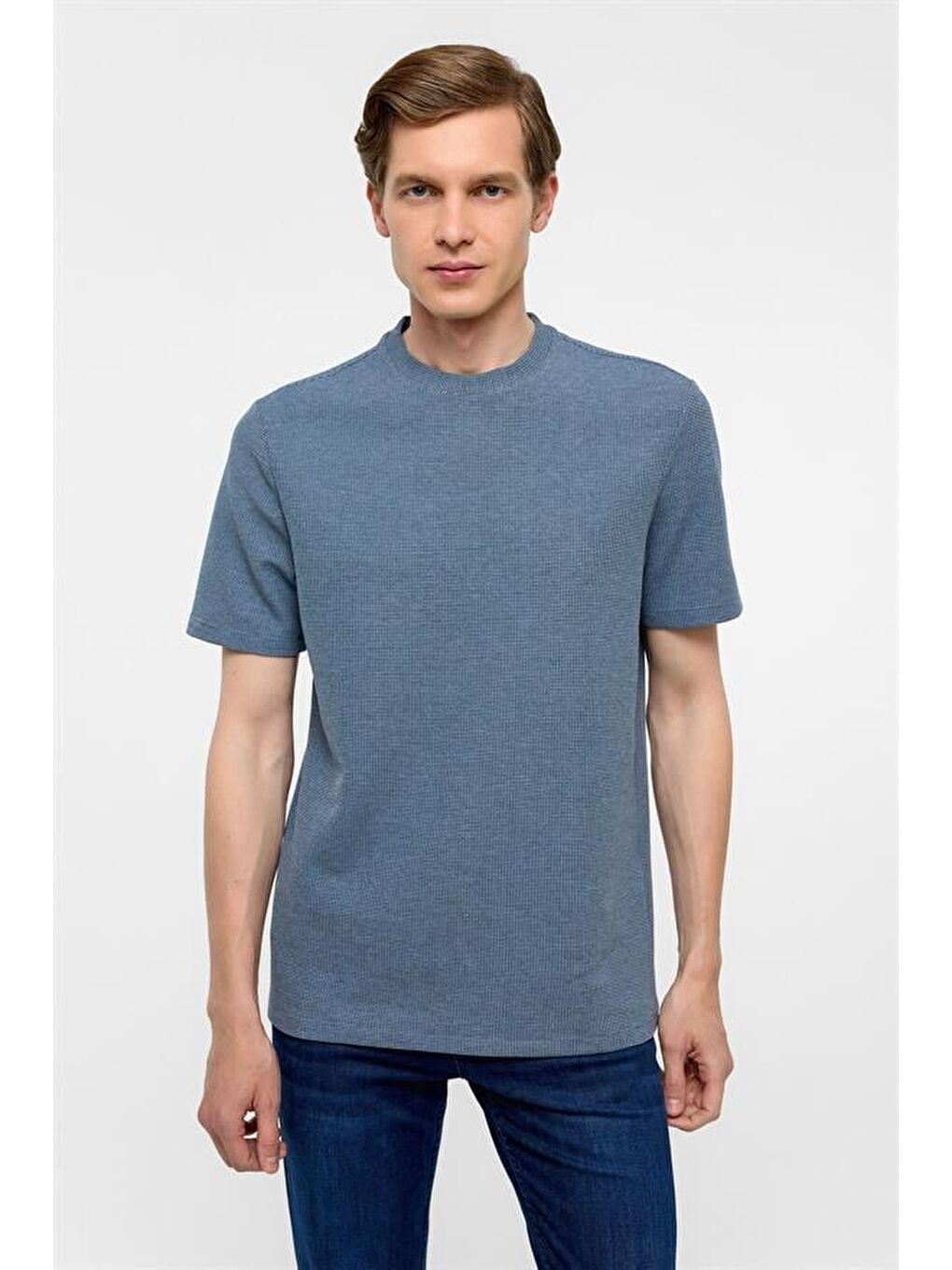 Parlament Mavi Regular Armürlü Bisiklet Yaka Tişört