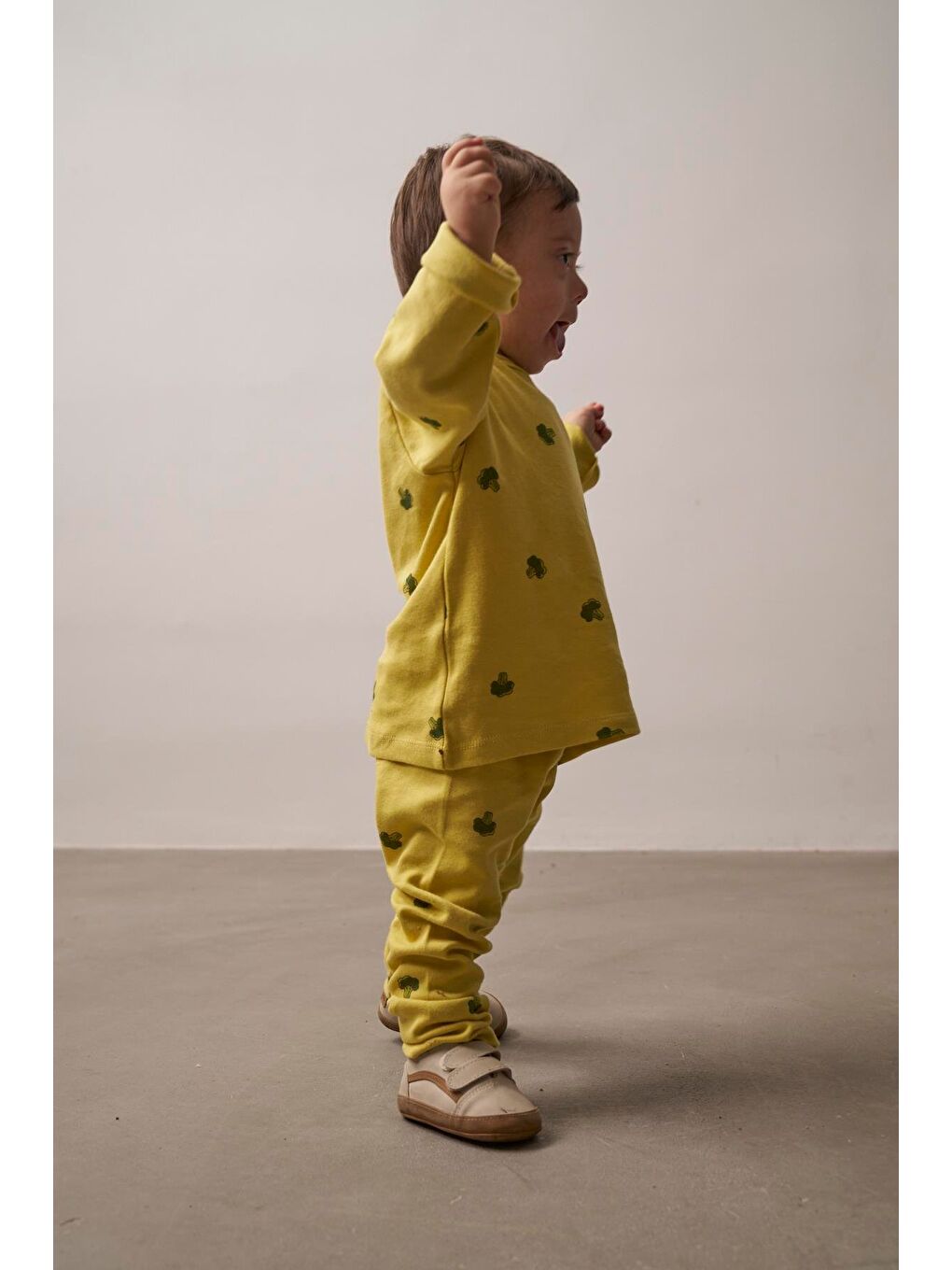 Ekru Brokoli Baskılı Bebek Alt Üst Takım-8