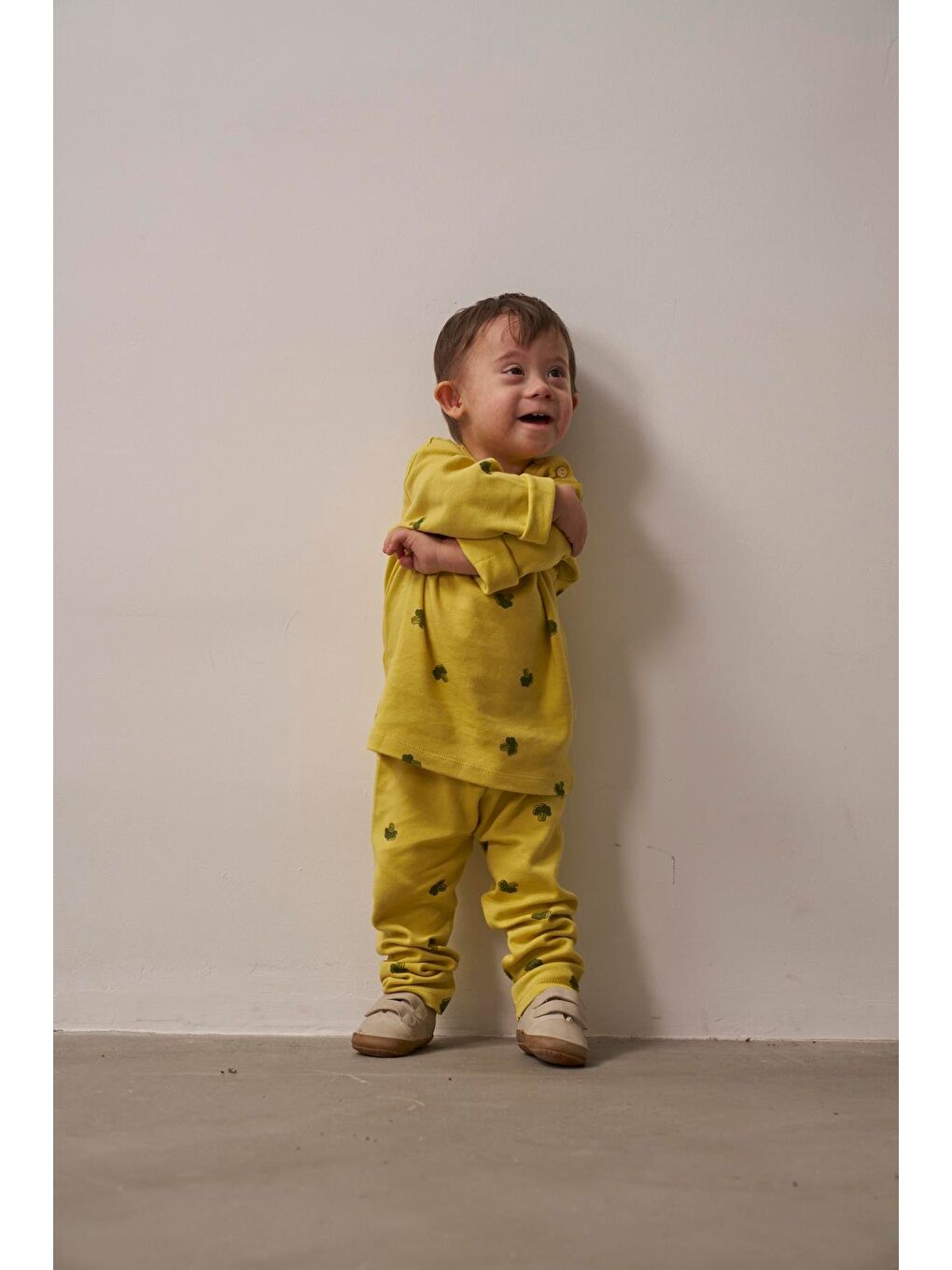 Ekru Brokoli Baskılı Bebek Alt Üst Takım-9