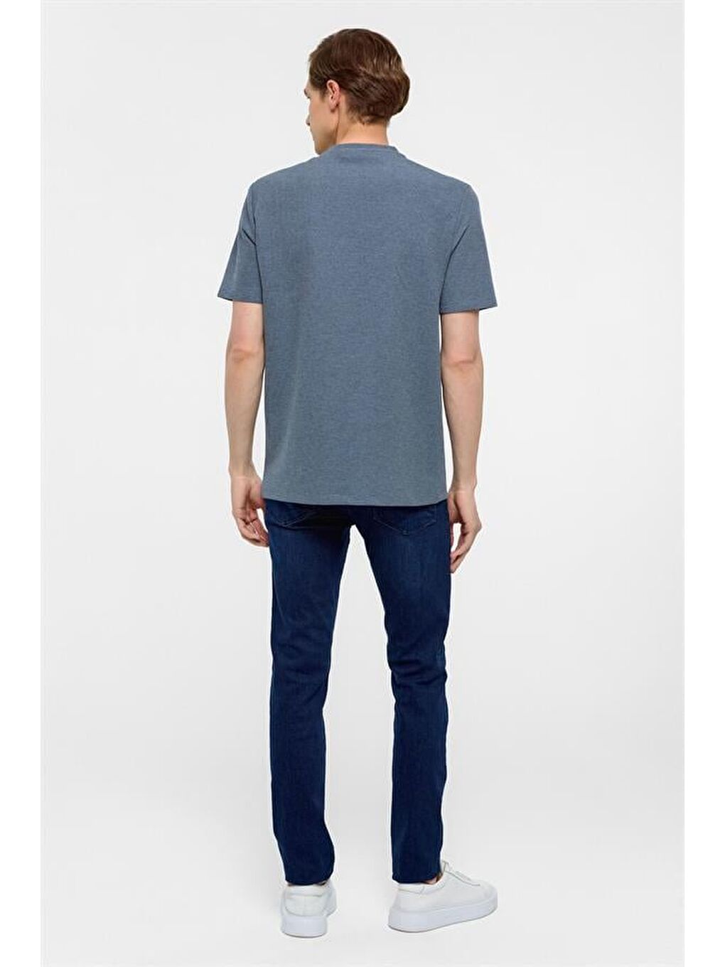 Parlament Mavi Regular Armürlü Bisiklet Yaka Tişört-5