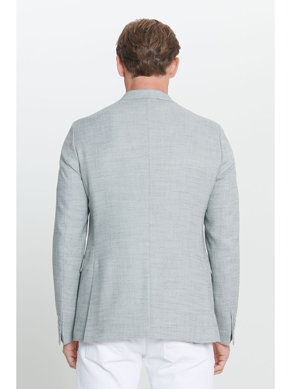 Erkek Yeşil Slim Fit Dar Kesim Mono Yaka Kapak Cepli Diagonal Esnek Ceket-5