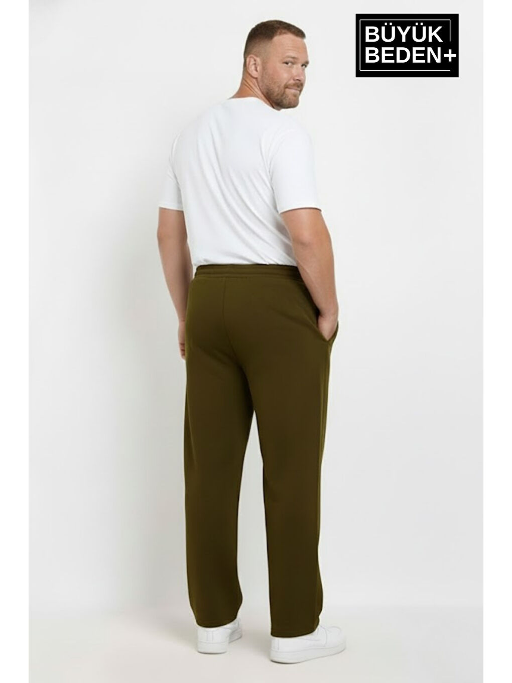 Haki Erkek Büyük Beden BROOKLYN Baskılı Rahat Kesim Lastikli Bel Paça Reçme Eşofman Altı SPR26EA952-2-2