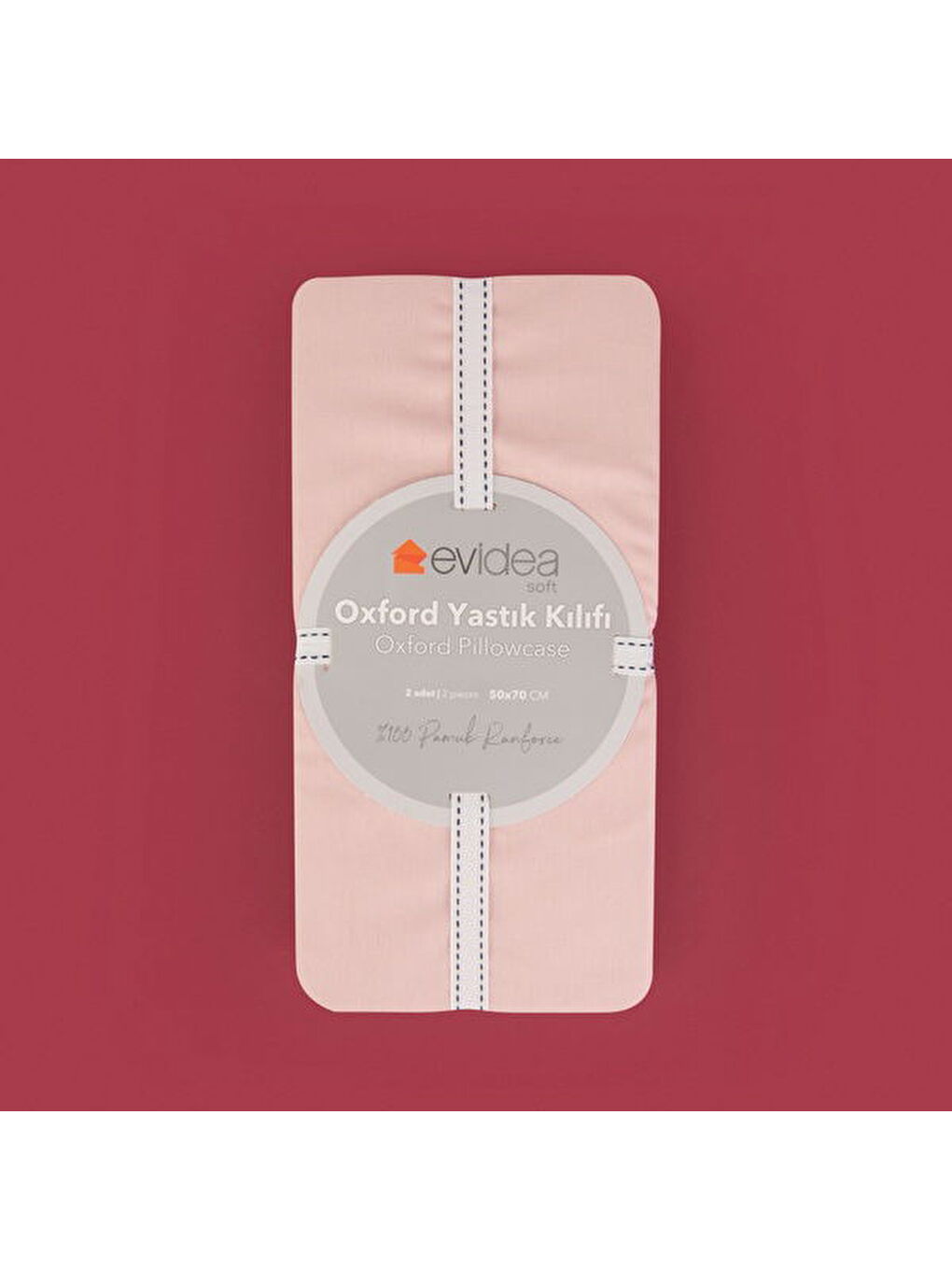 Evidea Pembe Soft Basic Oxford 2'li Yastık Kılıfı - Gülkurusu - 50x70 cm - 2