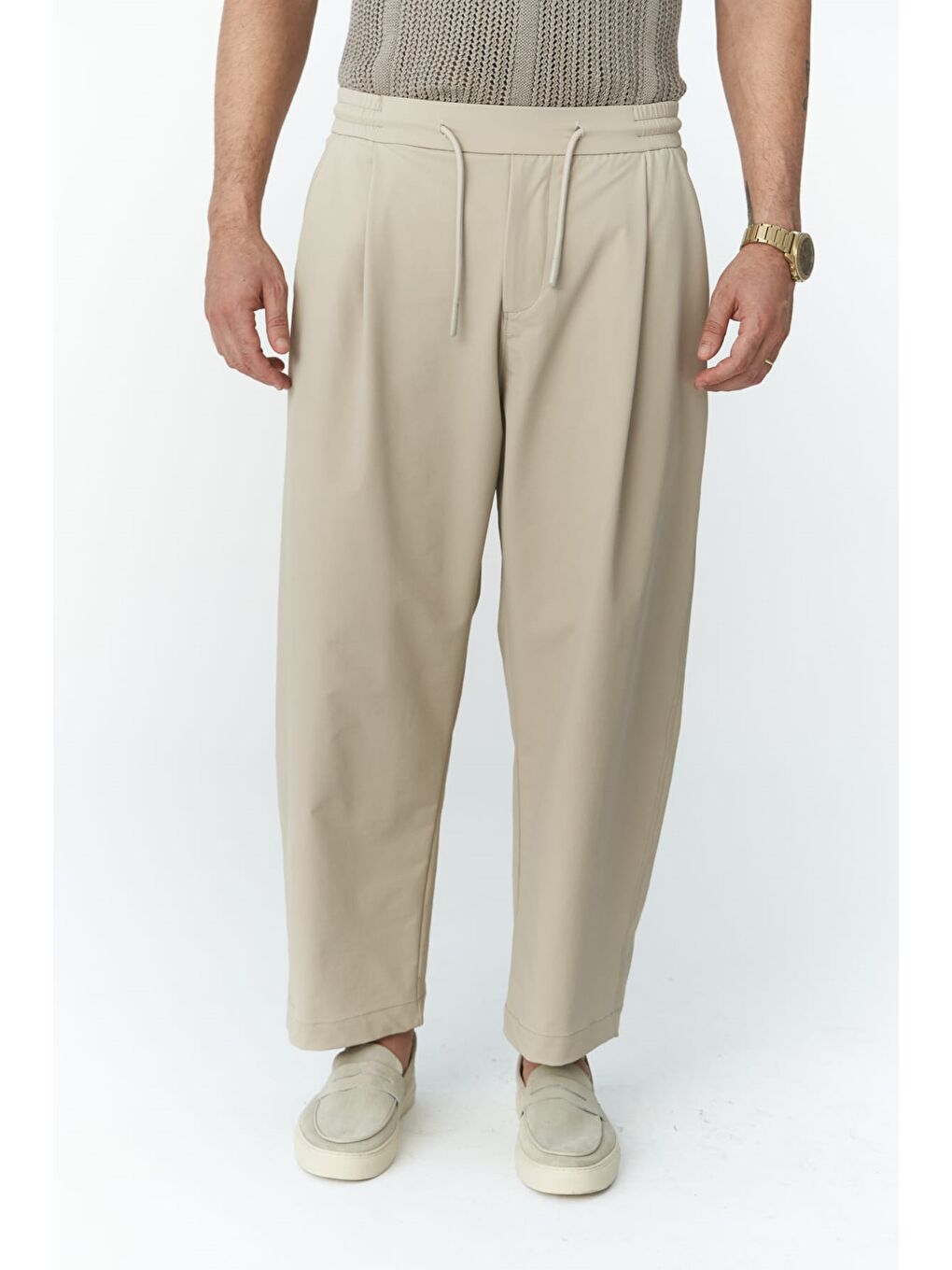 Kenway Bağcık Detaylı Bej  Erkek Pantolon