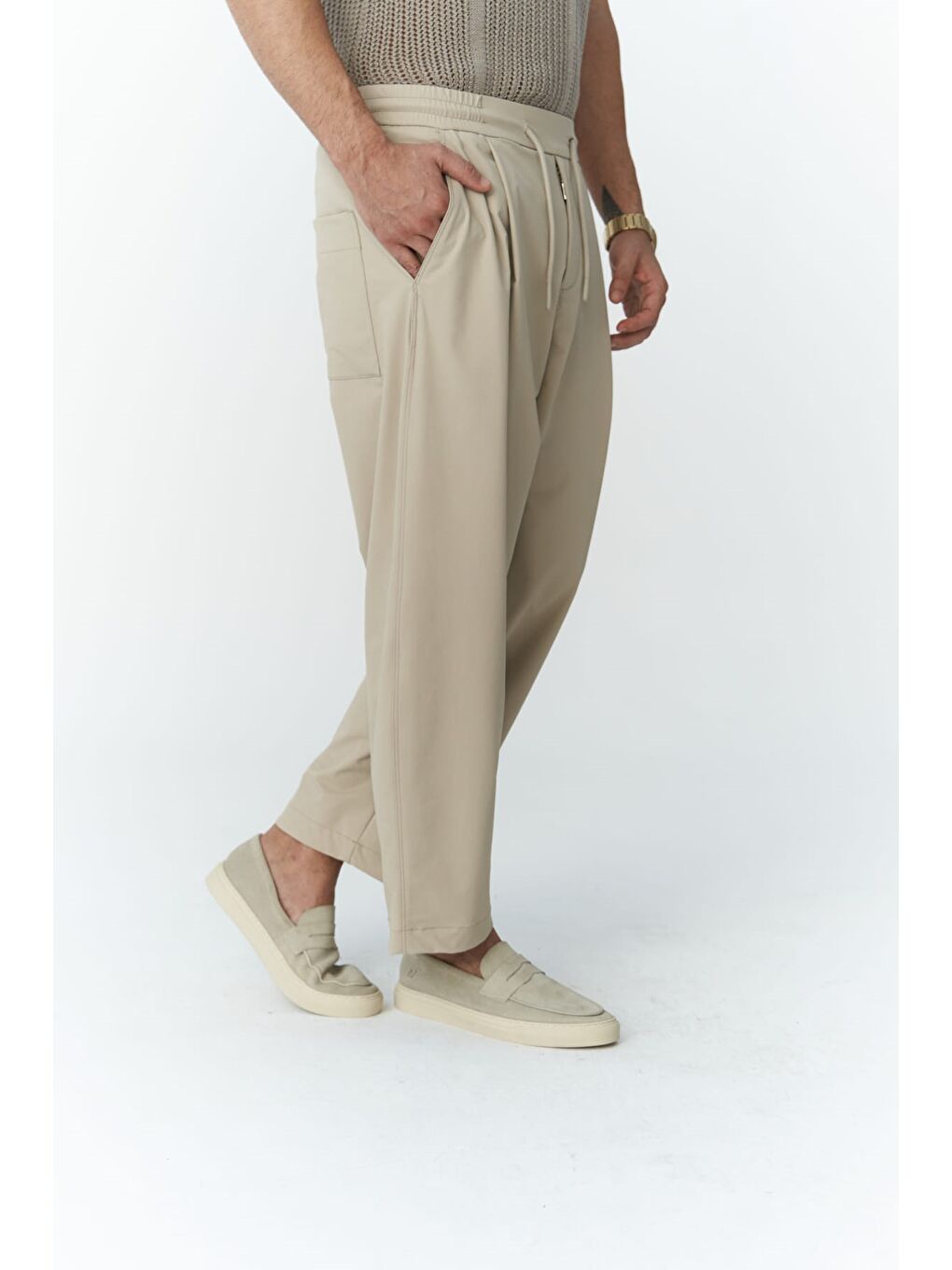 Kenway Bağcık Detaylı Bej  Erkek Pantolon-1