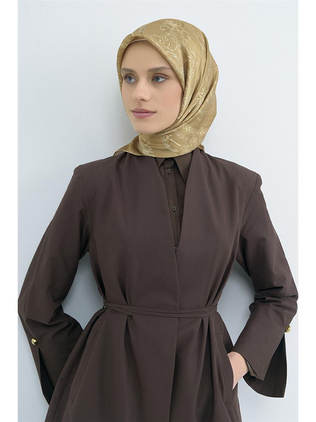 Sarı Saf İpek Sura Eşarp 9537D 02