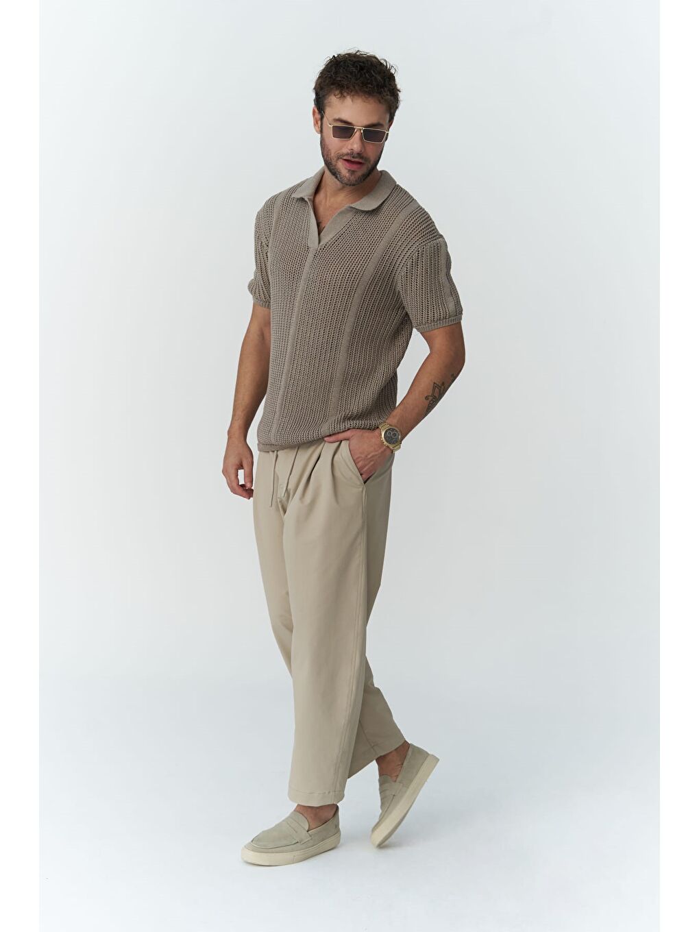 Kenway Bağcık Detaylı Bej  Erkek Pantolon-2