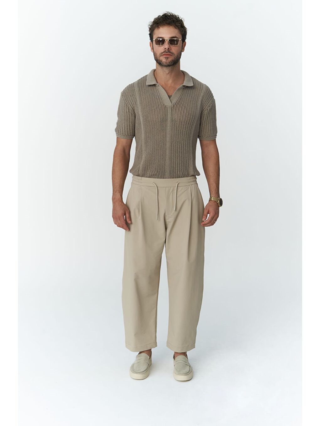 Kenway Bağcık Detaylı Bej  Erkek Pantolon-4
