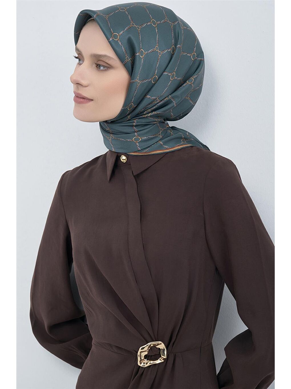 Petrol Saf İpek Twill Eşarp 9538D 06-1