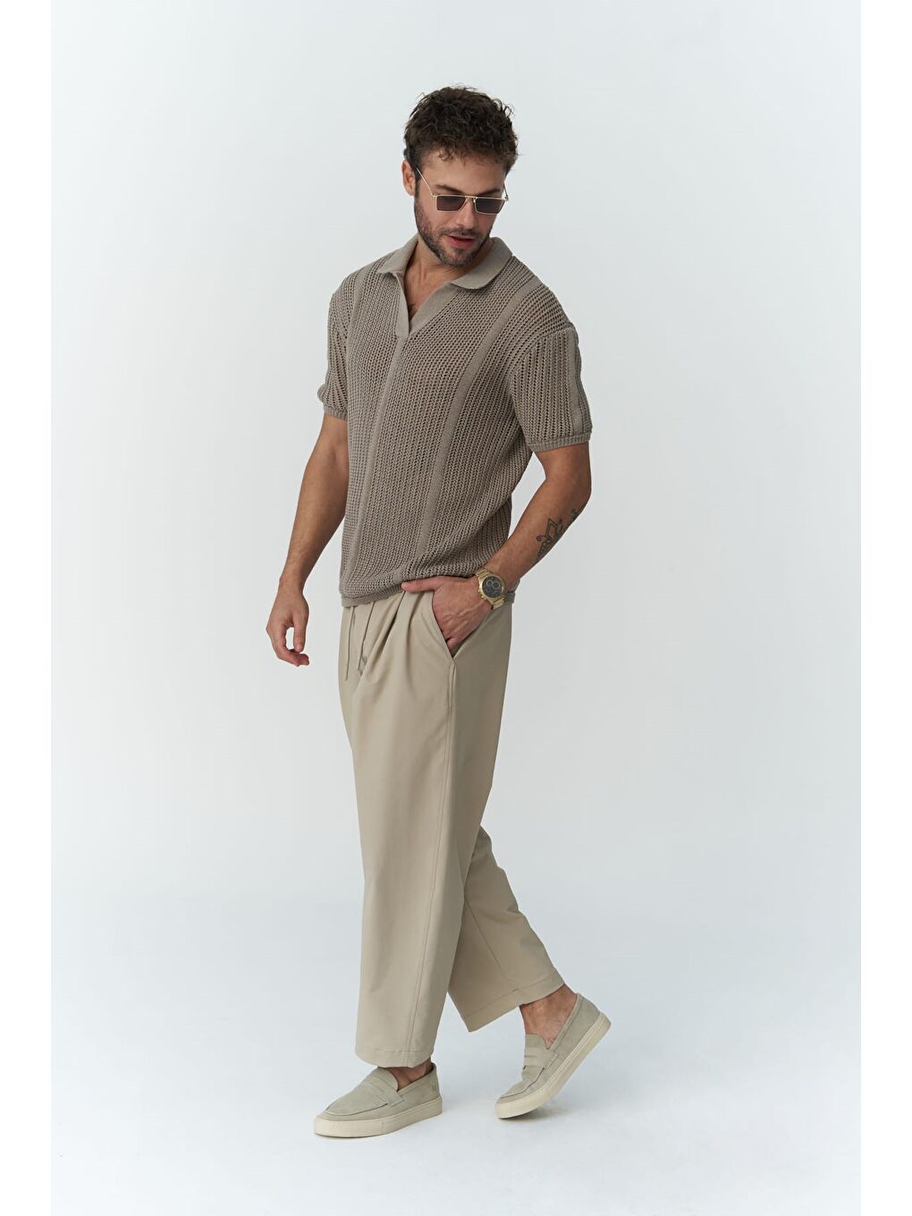 Kenway Bağcık Detaylı Bej  Erkek Pantolon-5