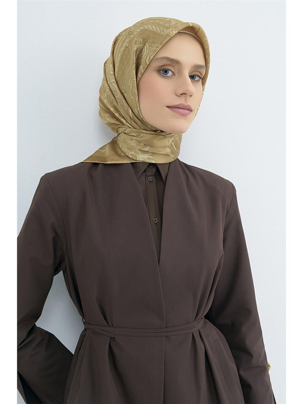 Sarı Saf İpek Sura Eşarp 9537D 02-2