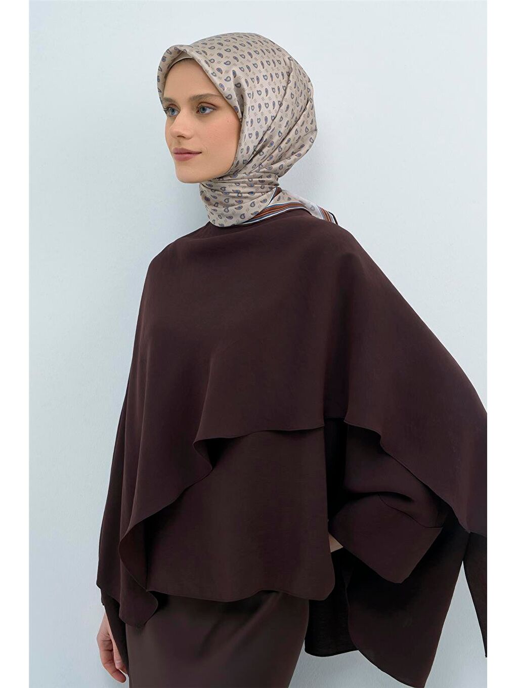 Kahverengi Saf İpek Sura Eşarp 9548D 33-2