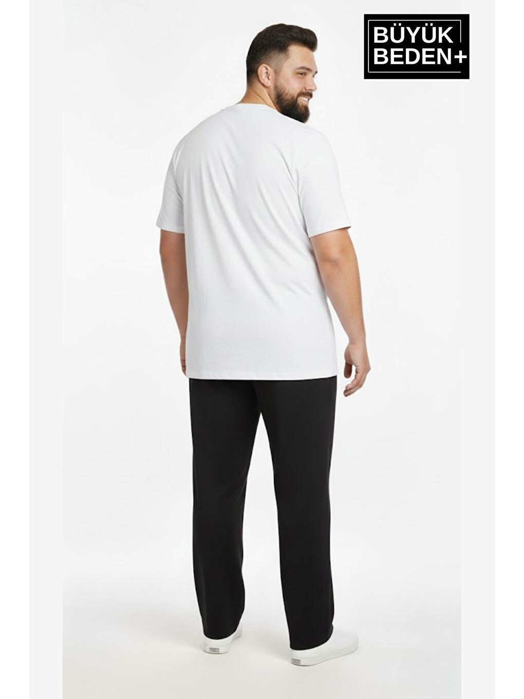 Siyah Erkek Büyük Beden BROOKLYN 1970 Baskılı Lastikli Bel Paça Reçme Eşofman Altı SPR26EA952-3-1