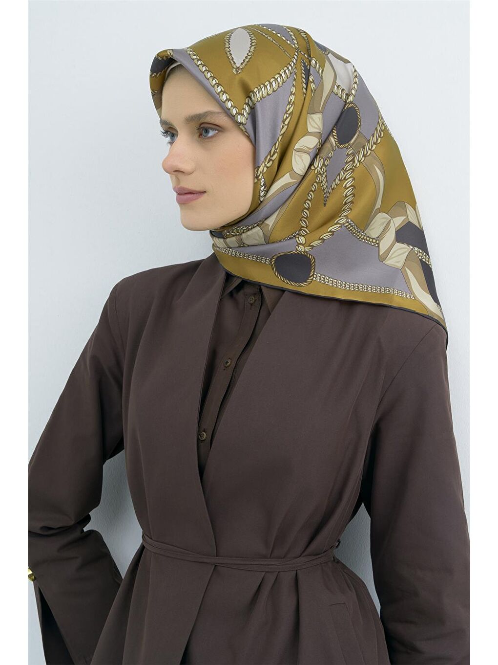 Yeşil Saf İpek Sura Eşarp 9531D 33-1