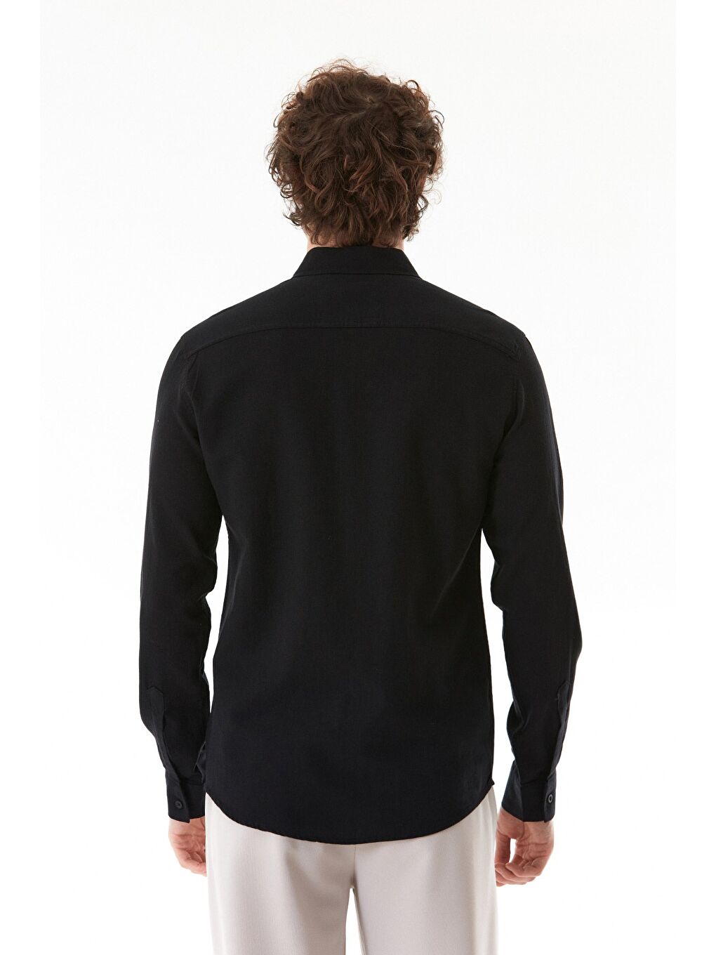 Siyah Zikzak Desenli Çift Cepli %100 Pamuk Gömlek-3