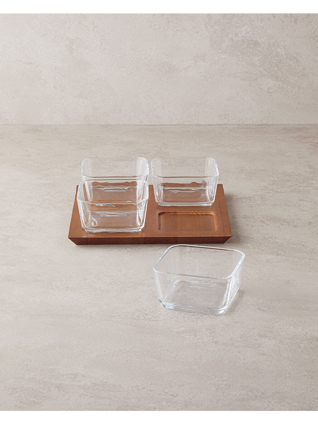 Renksiz Dainty Ahşap-Cam 5 Parça Sunumluk 10x5 cm Şeffaf-1