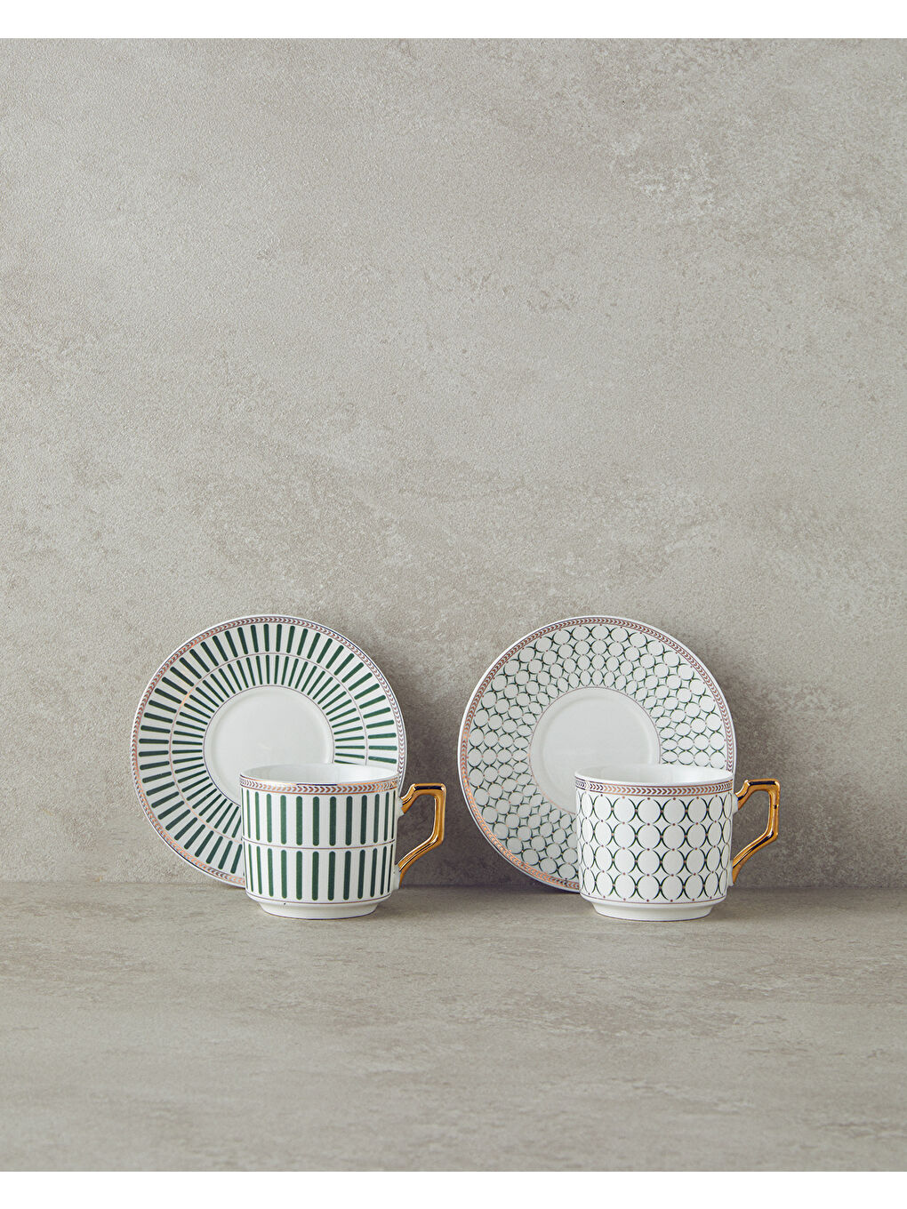 Rabecca New Bone China Kahve Fincan Takımı 4 Parça 2 Kişilik Yeşil-1