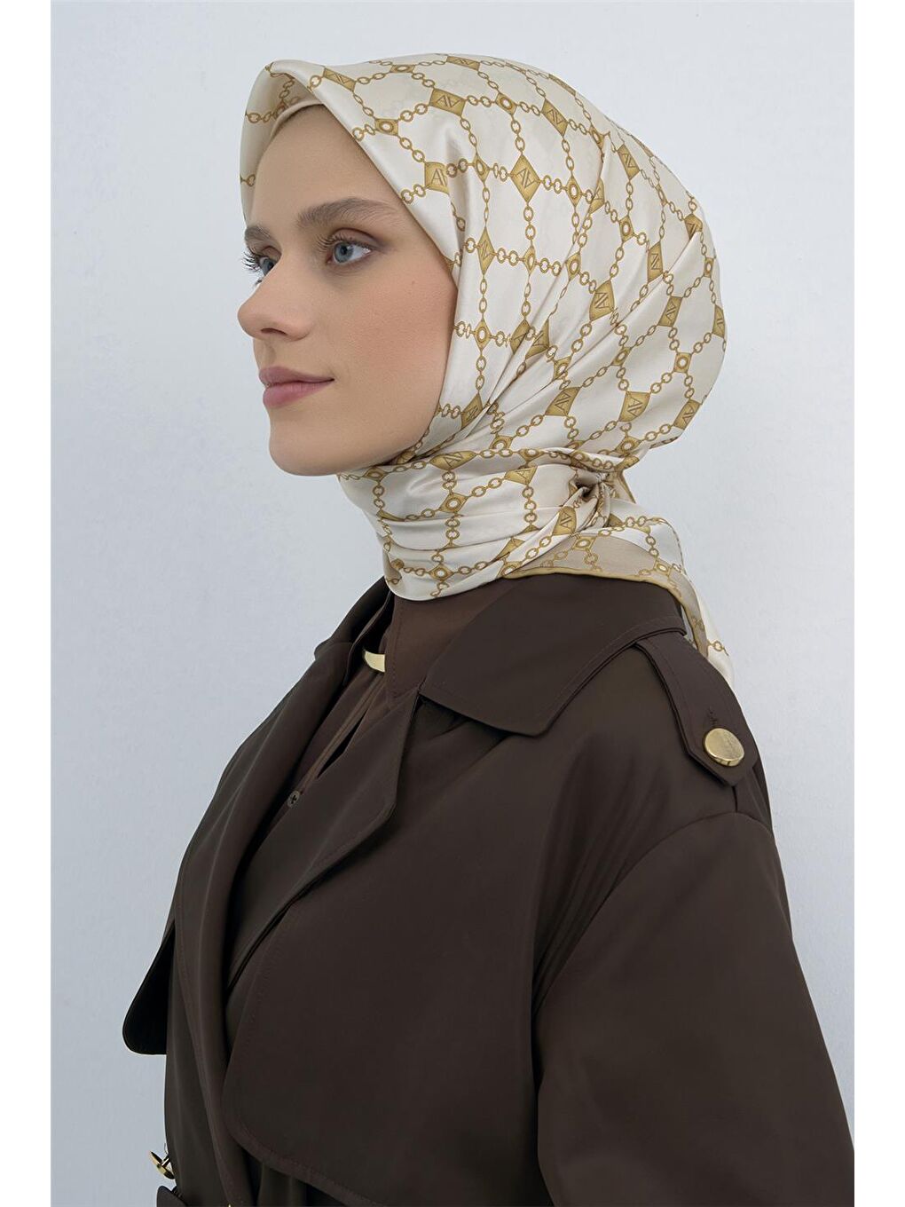 Kahverengi Saf İpek Twill Eşarp 9530D 06-1