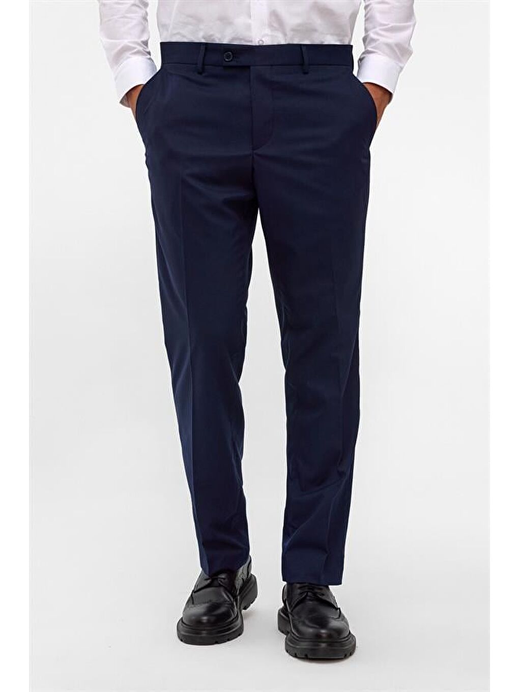 Lacivert Regular Düz Pantolon-1