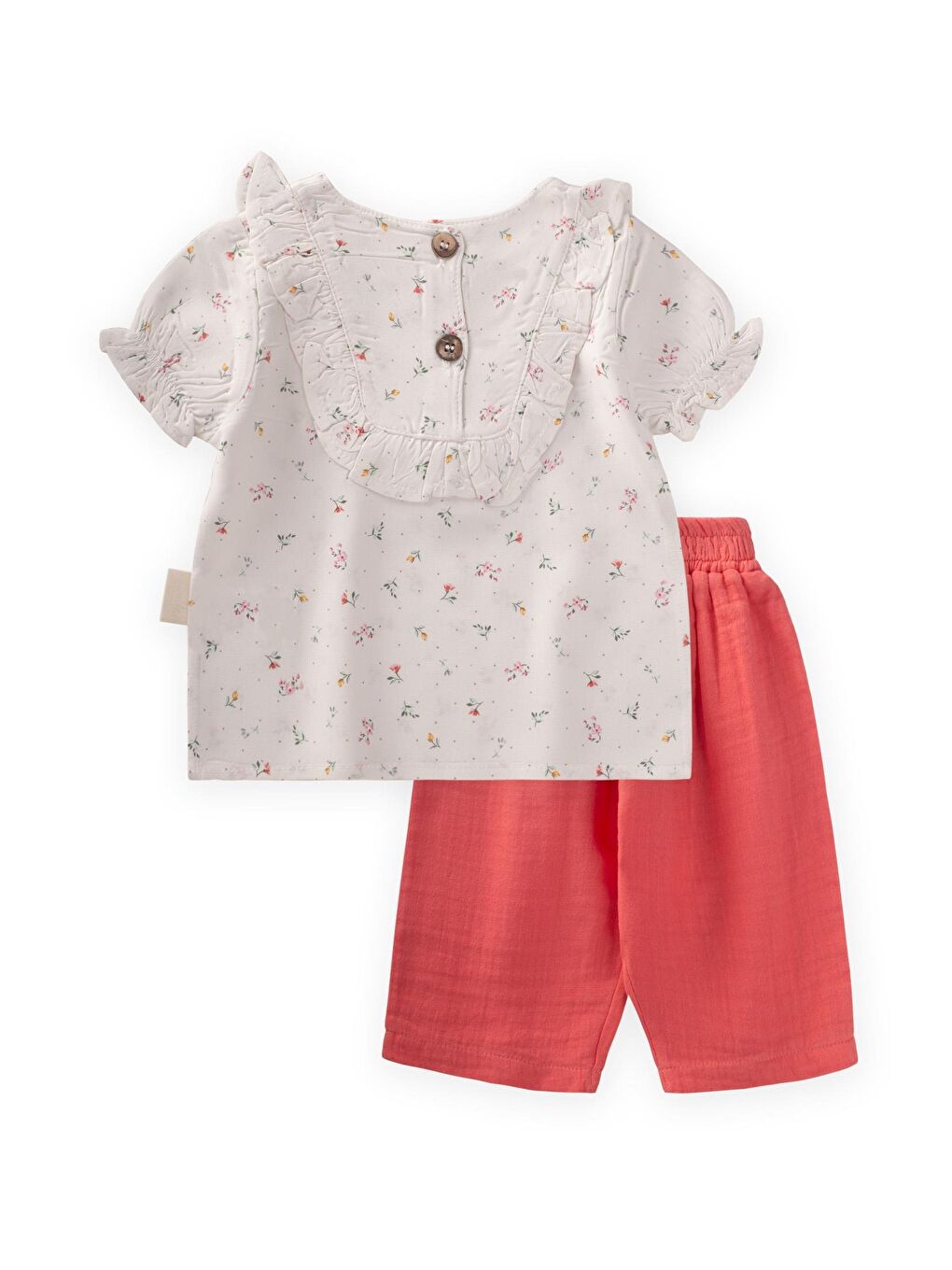 Çıtır Çiçek Desenli Bebe Takım 0-3 Yaş Ekru-1