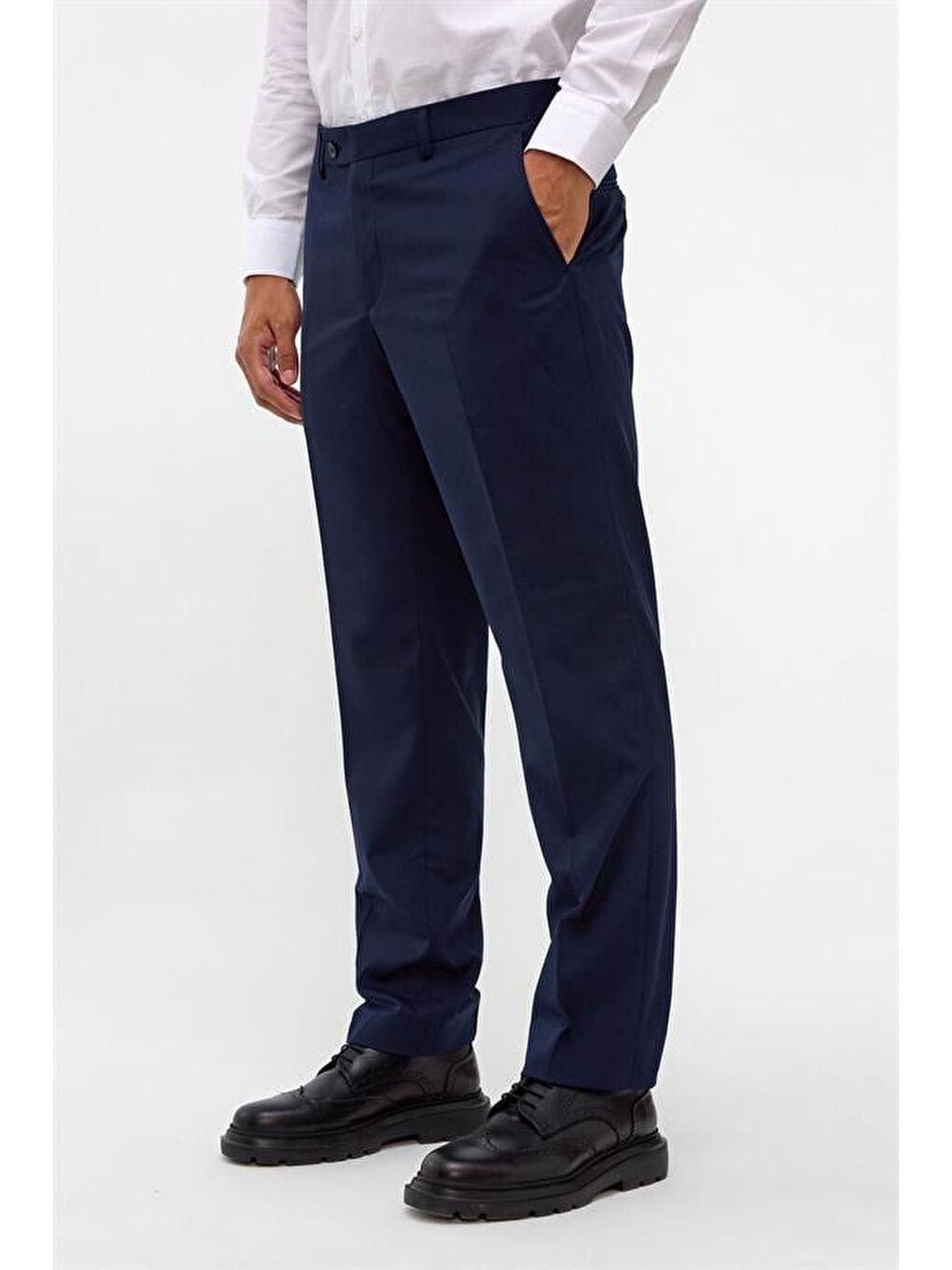 Lacivert Regular Düz Pantolon-2
