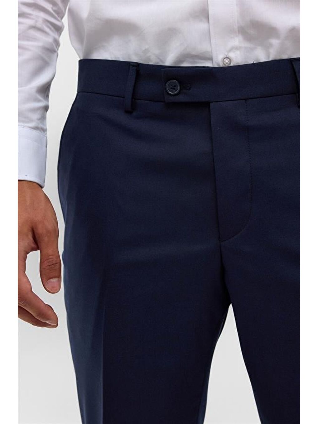 Lacivert Regular Düz Pantolon-3