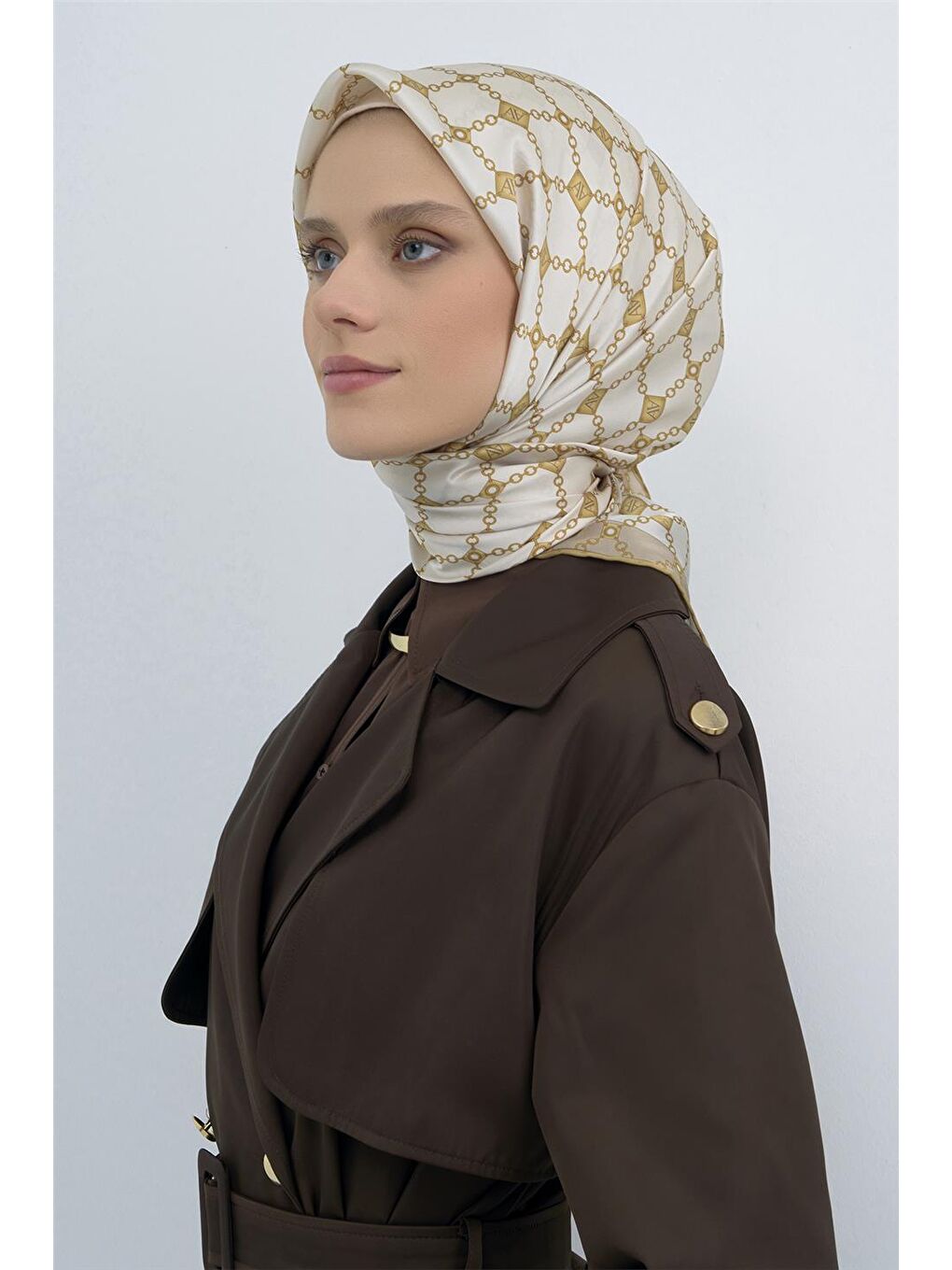 Kahverengi Saf İpek Twill Eşarp 9530D 06-2