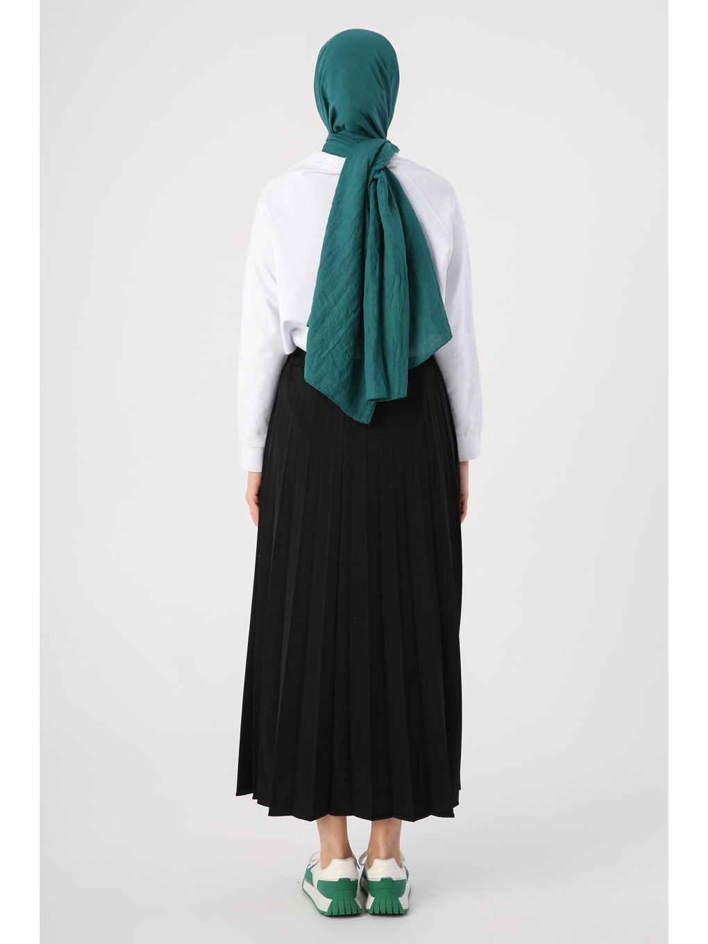 Siyah Beli Lastikli Örme Plise Etek-3