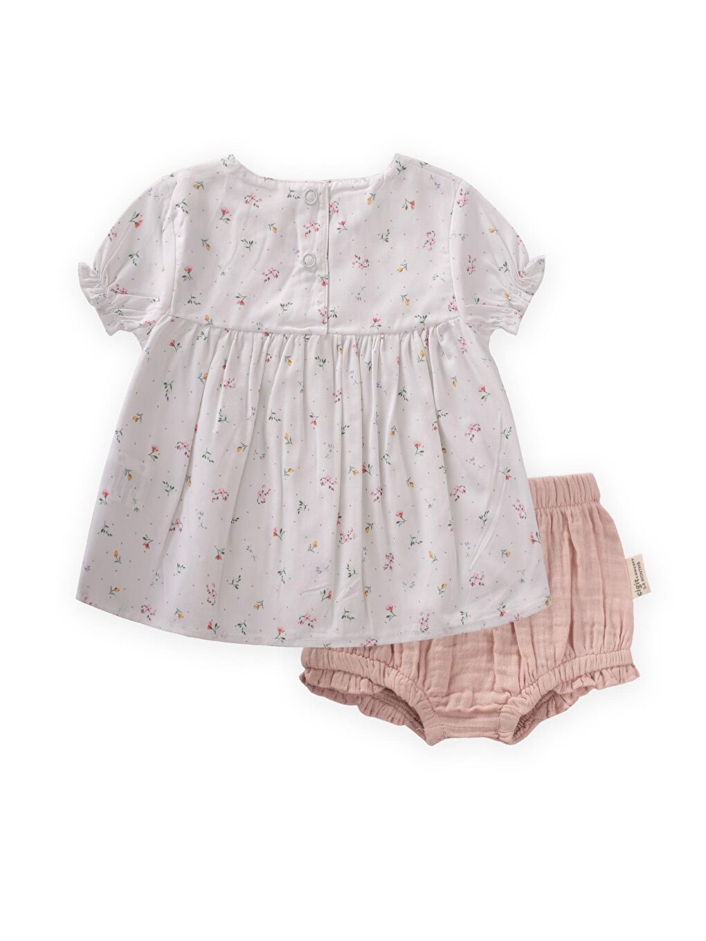 Çıtır Çiçek Desenli Şortlu Takım 0-3 Yaş Kırık Beyaz-1