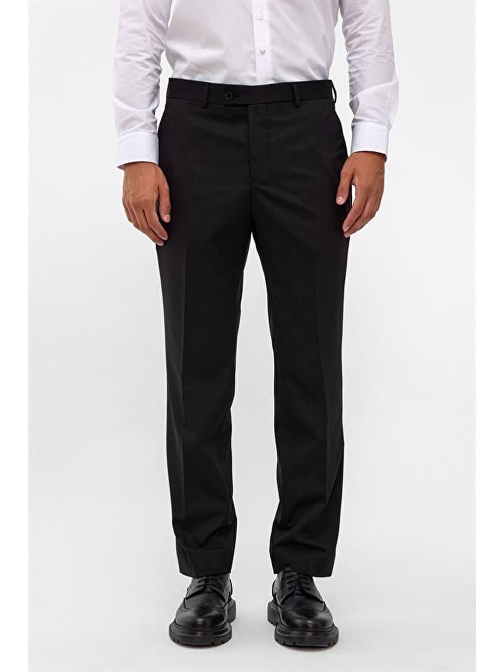 Siyah Regular Düz Pantolon-1