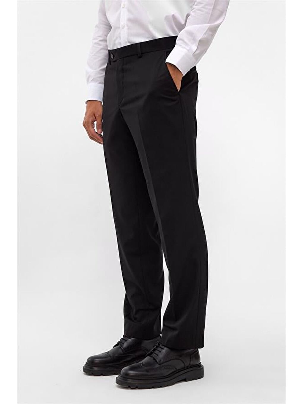 Siyah Regular Düz Pantolon-2