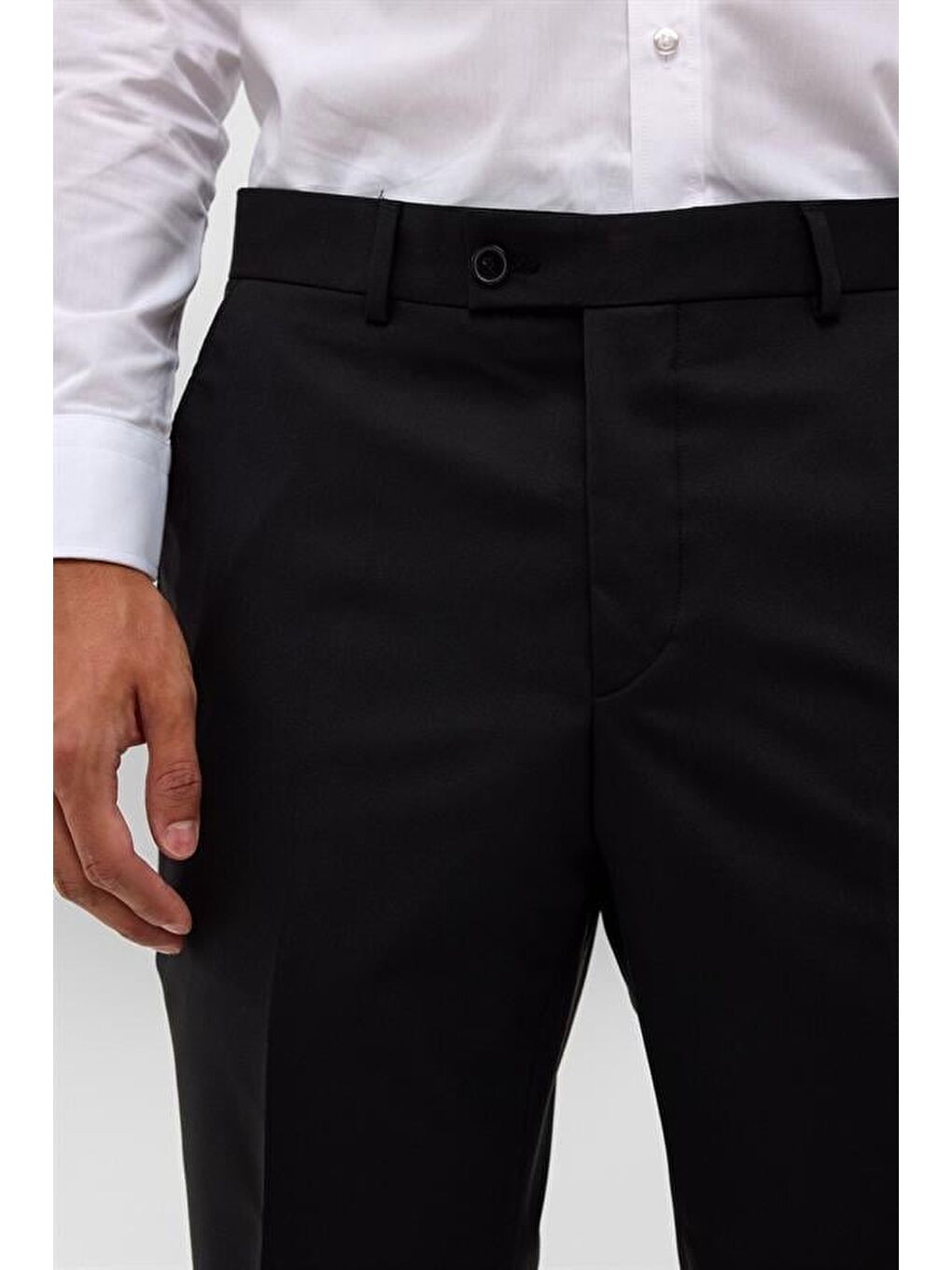 Siyah Regular Düz Pantolon-3