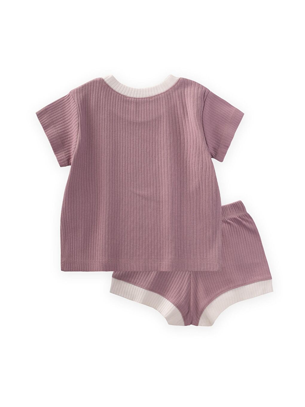 Mor Kuş Nakışlı Garnili Fitilli Takım 0-5 Yaş Leylak-1