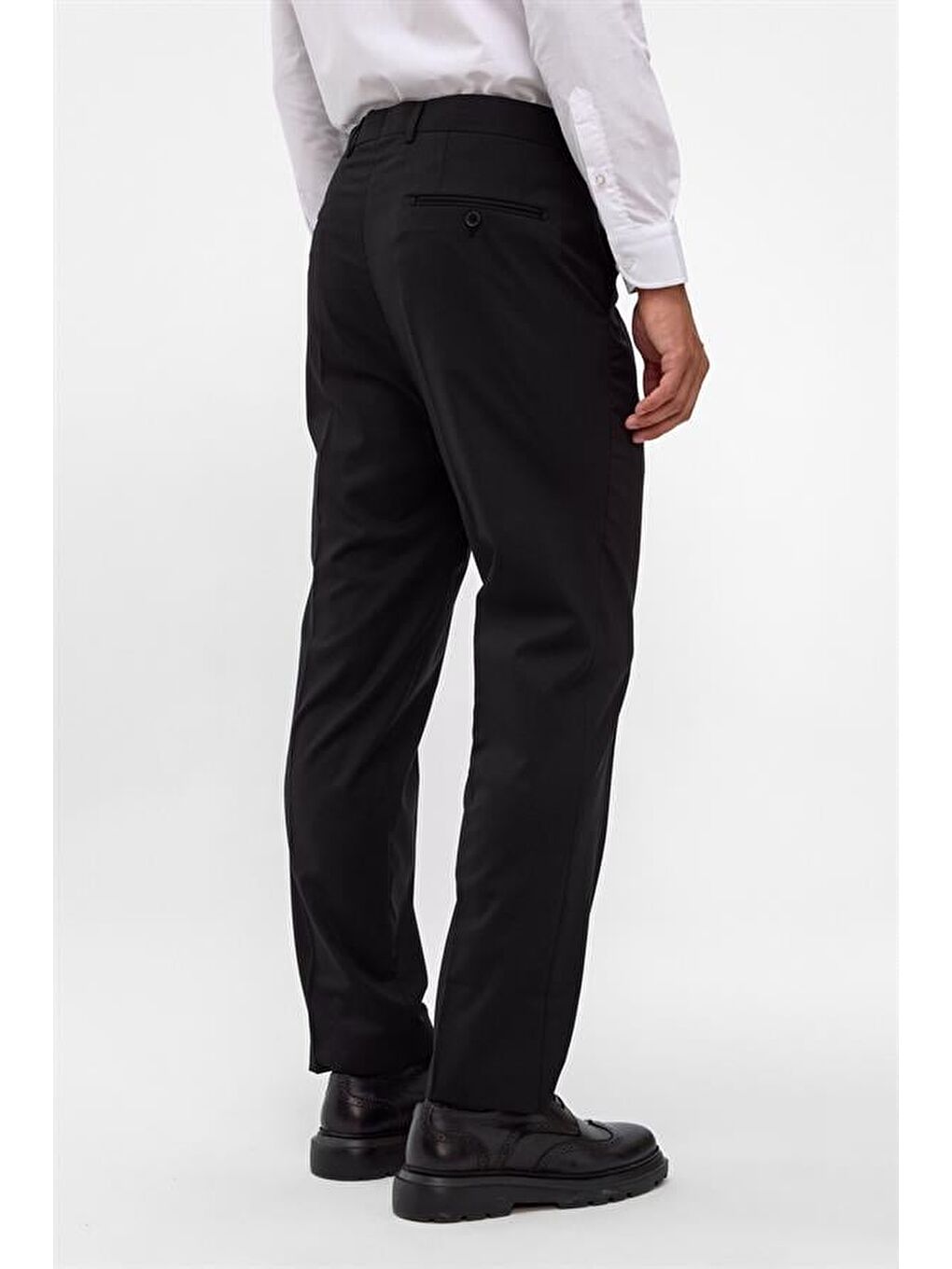 Siyah Regular Düz Pantolon-4