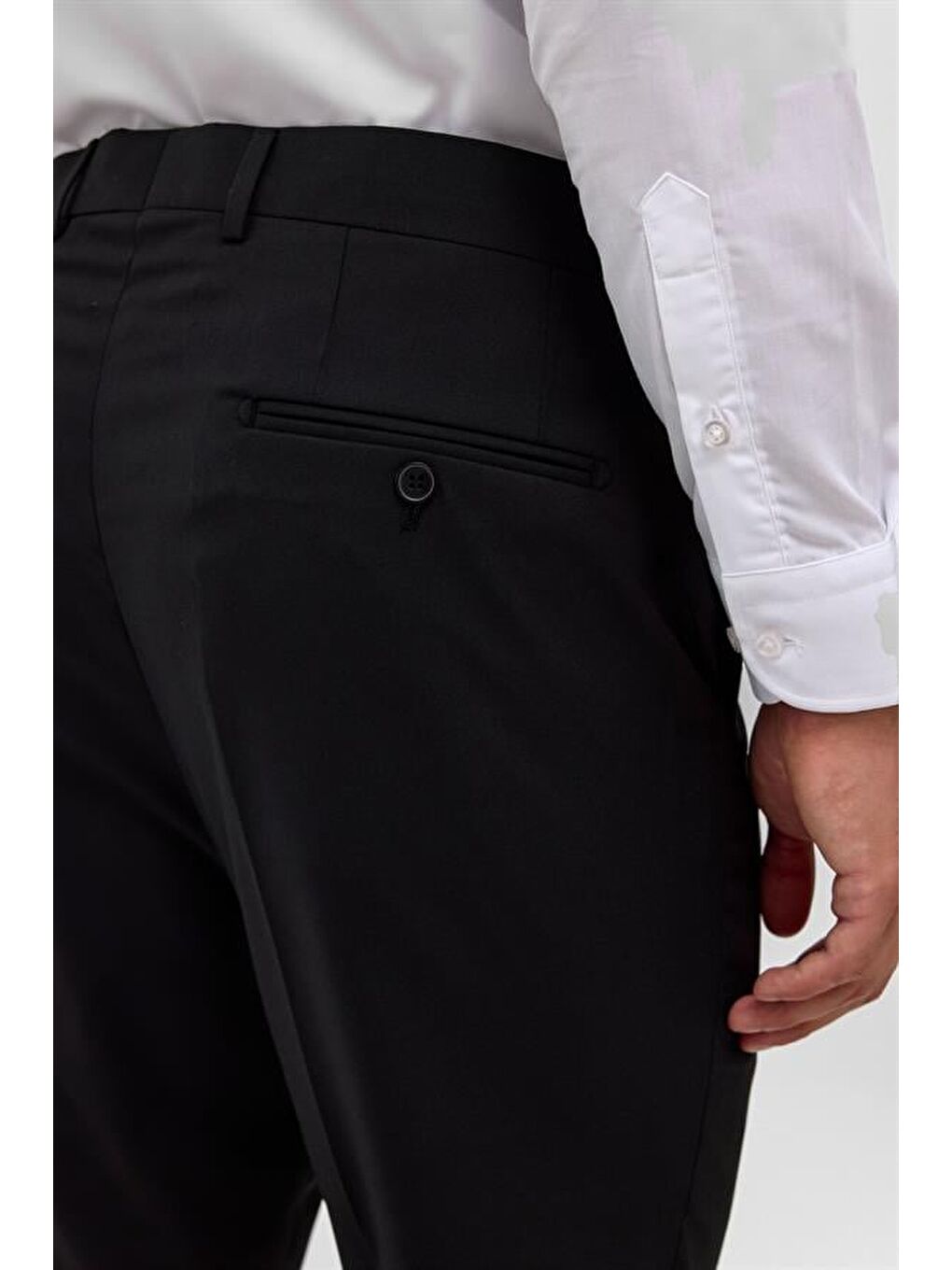 Siyah Regular Düz Pantolon-5