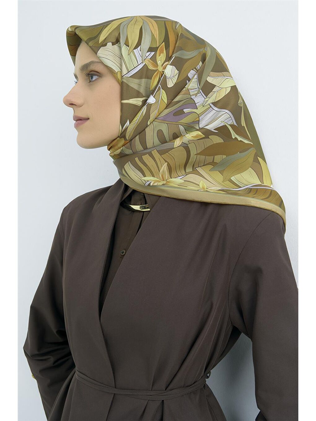 Yeşil Saf İpek Twill Eşarp 9500D 50-1