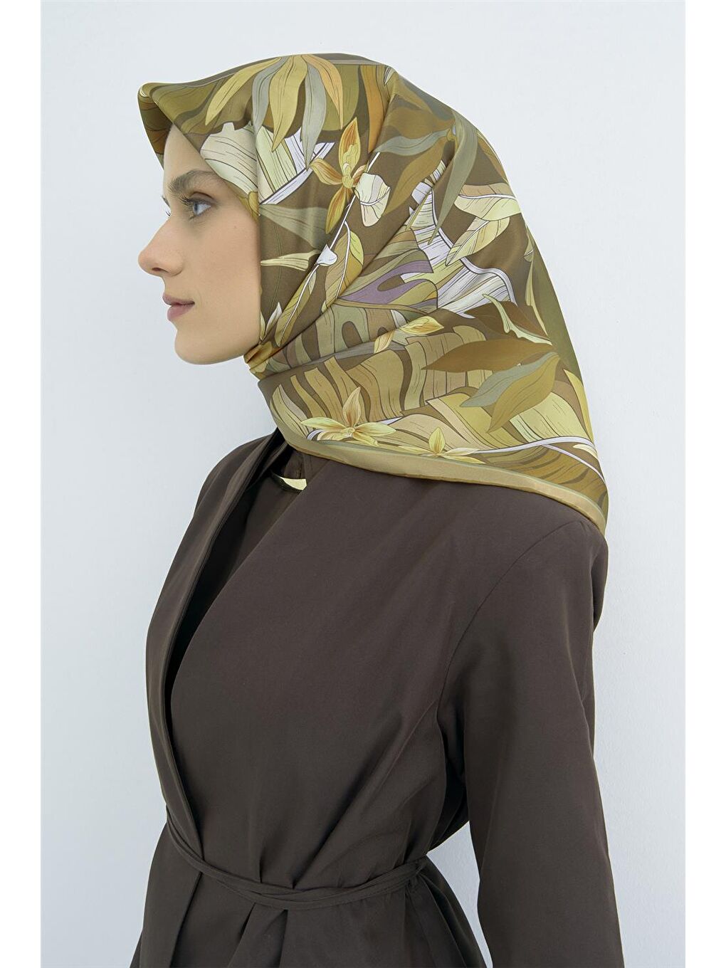 Yeşil Saf İpek Twill Eşarp 9500D 50-2