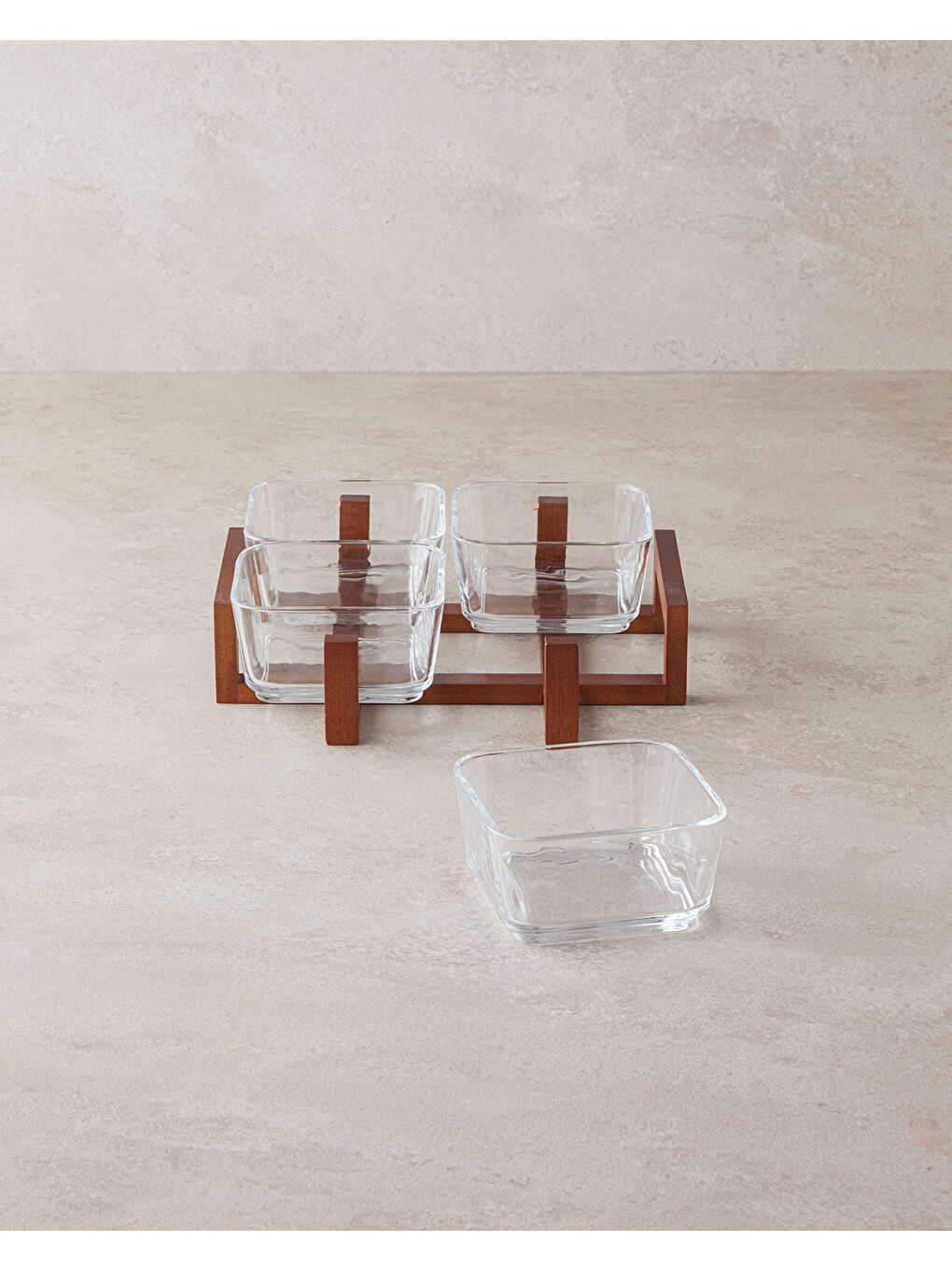 Renksiz Blend Cam-Bambu 5 Parça Sunumluk 10x5 cm Şeffaf-1