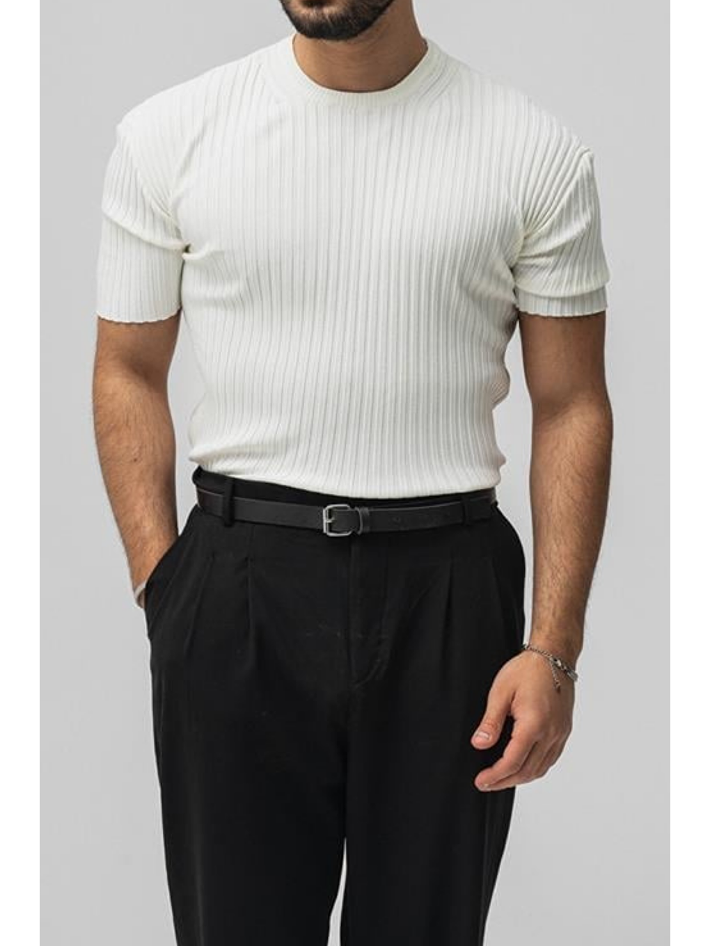 Erkek Beyaz  Loose Fit Tişört-1